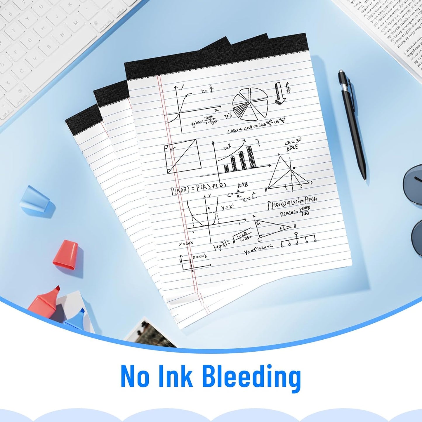 2pcs Legal Pads 8.5 x 11, Notepads 8.5 x 11 Inch, White Note Pads Clear Print Writing Pads of Paper, Memo Pads , Perforate Legal Notepads Paper , Wide Ruled Lined with Sturdy Back,50 Sheets/Pack