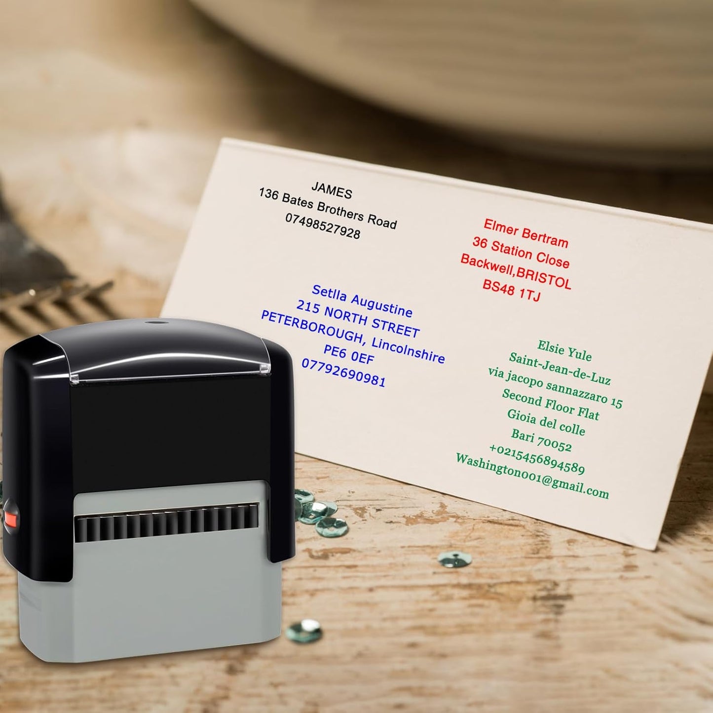 75x38mm Personalized Stamp Custom Self-Inking Business Address Rubber Stamps Customized with Name Date Signature Return Address Up to 8 Lines