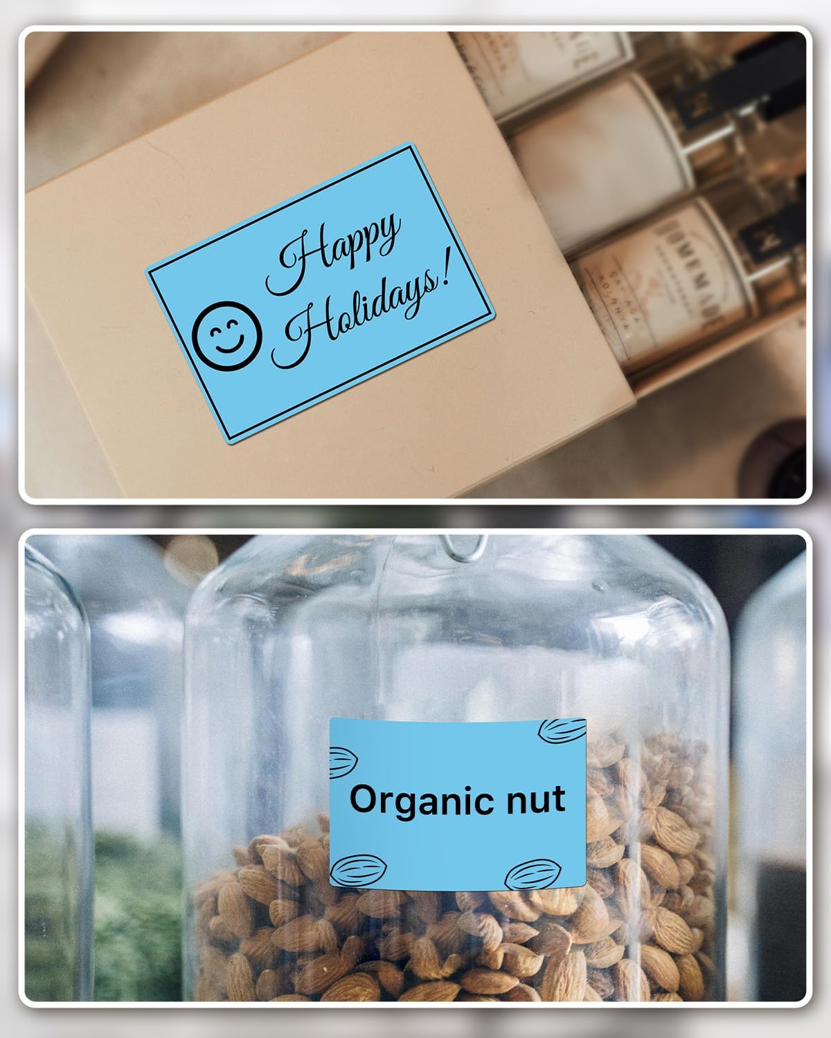 iEager 3" x 2" Thermal Labels, Rectangle Thermal Printer Stickers, Self-Adhesive Durable Sticker with Perforation Line, 500 Labels/Roll, Blue