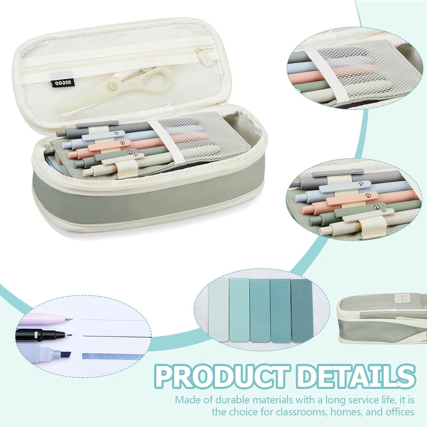 60 Pcs Aesthetic Book Annotation Kit School Supplies Cute Pencil Case with Highlighter Gel Pen Mechanical Pencil Magnetic Bookmarks Transparent Sticky Note Tabs Student Stationary(Light Green)