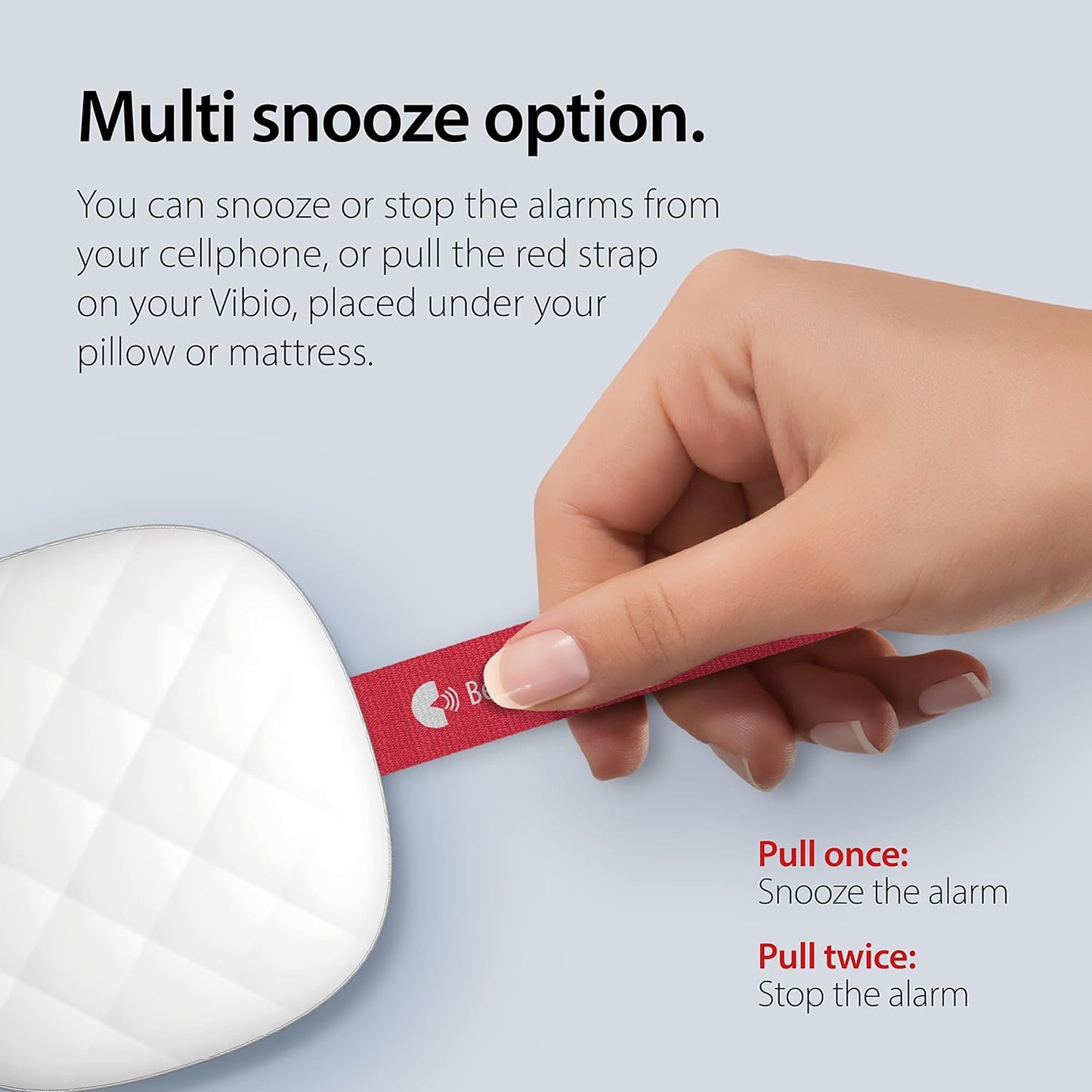 Bellman & Symfon Vibio Bluetooth Bed Shaker β Silent Vibrating Travel Alarm Clocks for Heavy Sleepers β Portable Rechargeable Clock with Multiple Alarms, Call and Message Alerts Easy to Pack for Trips