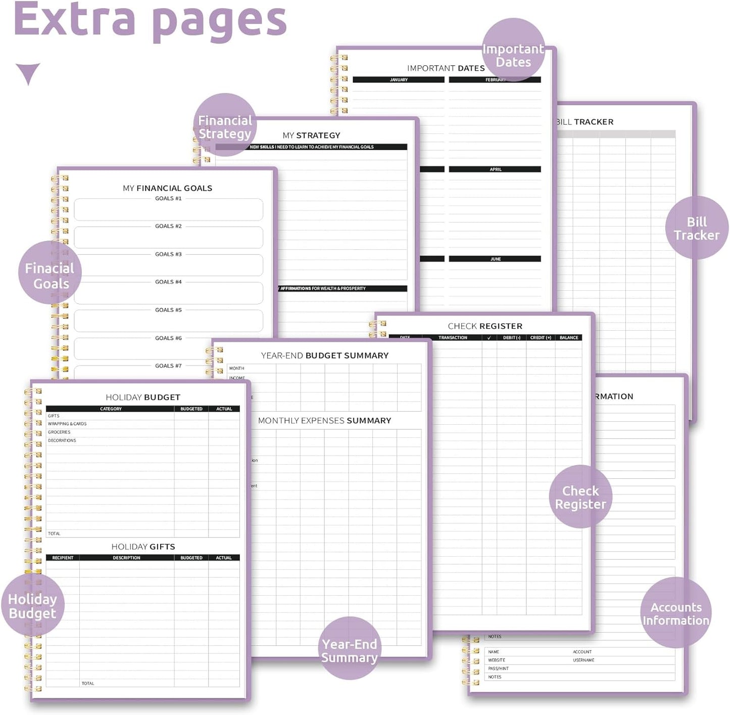 Aesthetic Budget Planner - Monthly Finance Planner with Expense Tracker Notebook, Undated Bill Organizer to Manage Your Finances, Account Book with Colorful Pattern-Purple Blocks