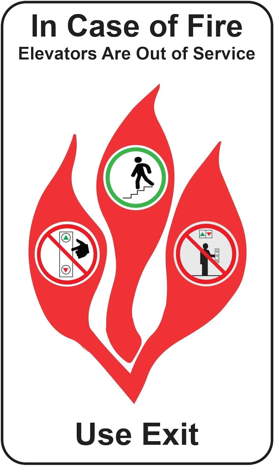 in Case of Fire Do Not Use Elevators Use Stairway Sign for Public Safety, Meet Fire Safety Codes, 8 inches x 5 inches 0.06” Heavy Duty Commercial Plastic, Indoor/Outdoor (No Mounting Holes)