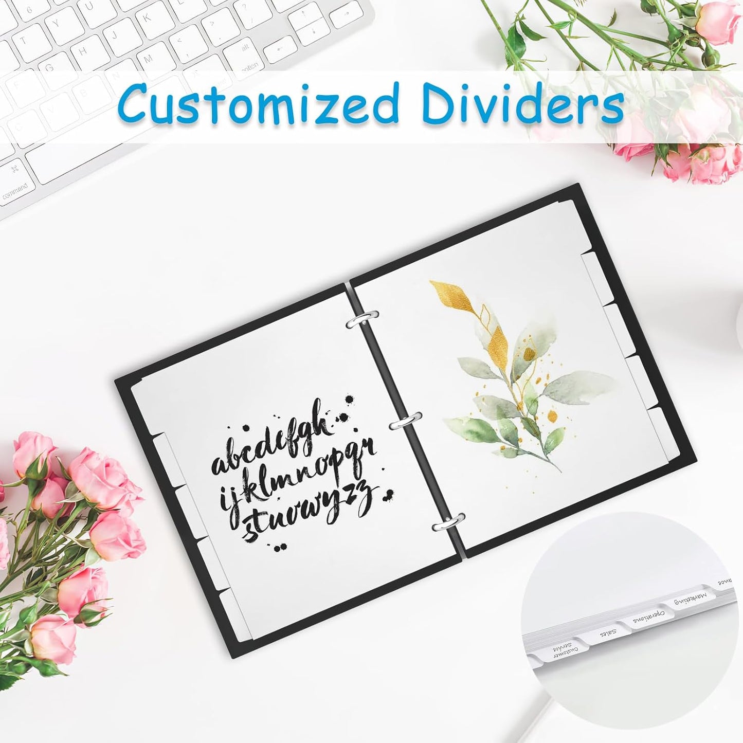 Binder Dividers for 3 Ring Binder, 1/5 Cut Tabs, Letter Size, Blank Write On Page Dividers with 5 Big Tabs for School Office Home, 4 Sets, 20 Dividers, White