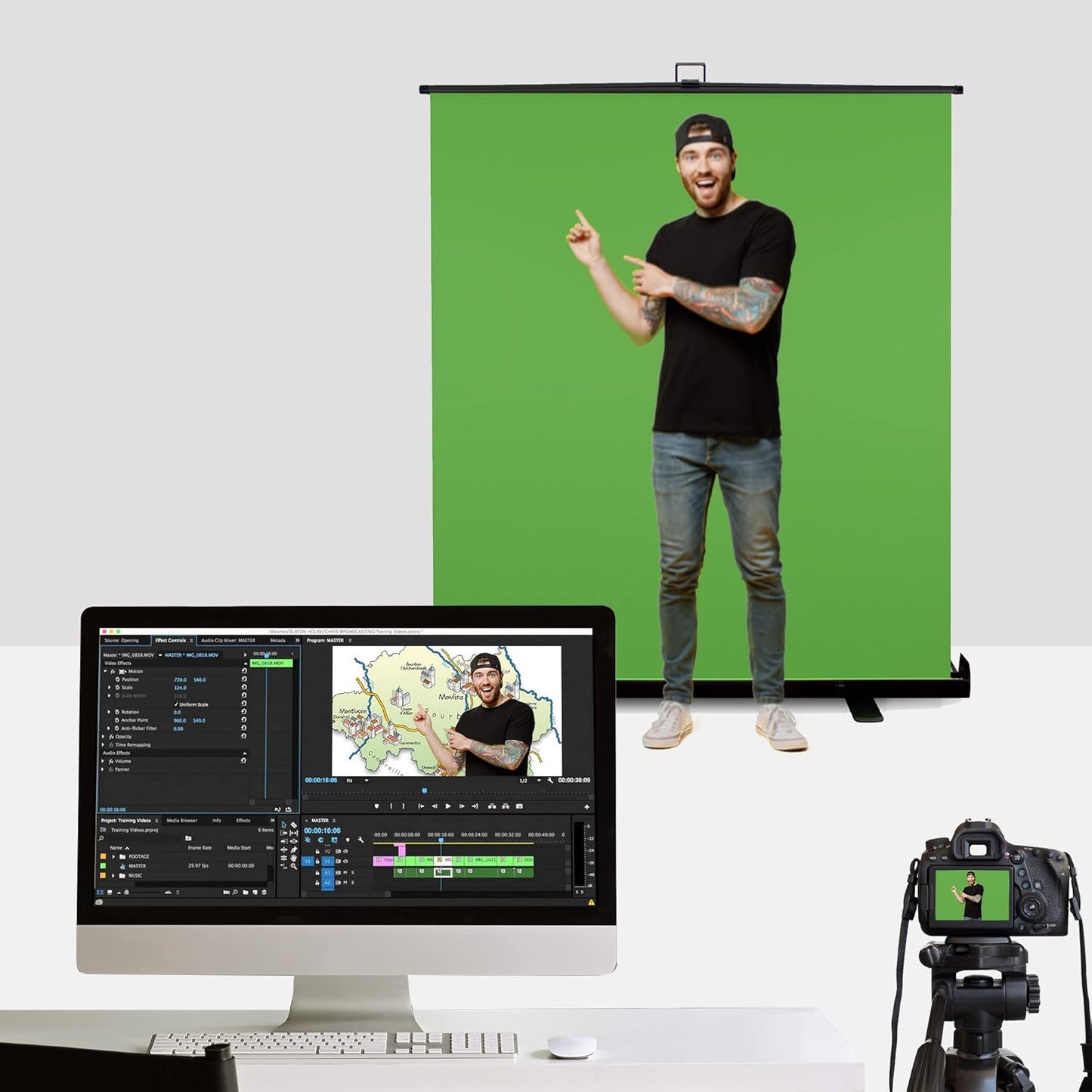 KHOMO GEAR 62-Inch Green Screen Backdrop – Collapsible, Portable Chroma Key Background for Streaming, Video Calls, Photography, YouTube, Zoom & Studio Setup – Wrinkle-Resistant & Easy Setup