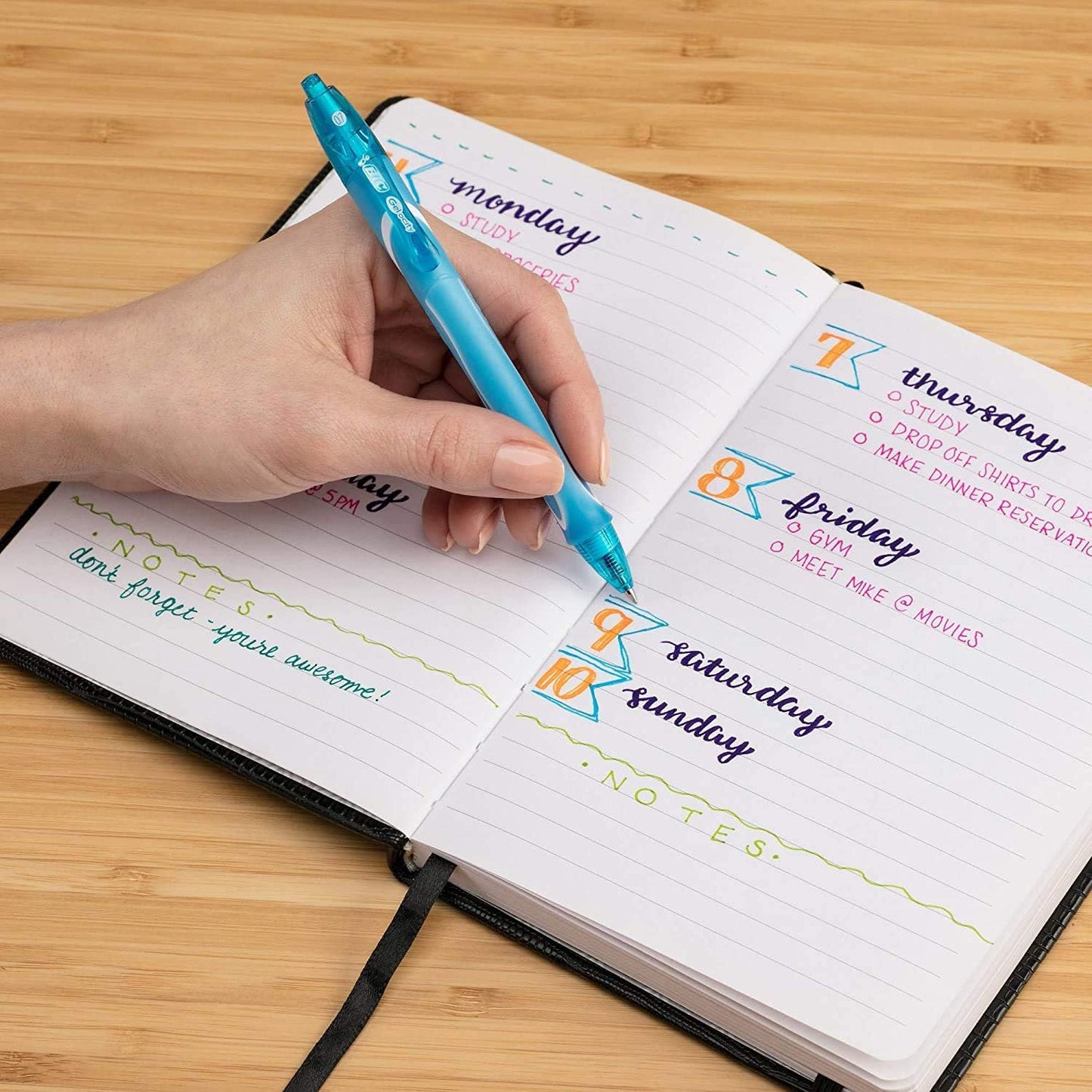 BIC Gelocity Quick Dry Assorted Colors Gel Pens, Medium Point (0.7mm), Retractable Colored Pens with Comfortable Grip, Pack of 8