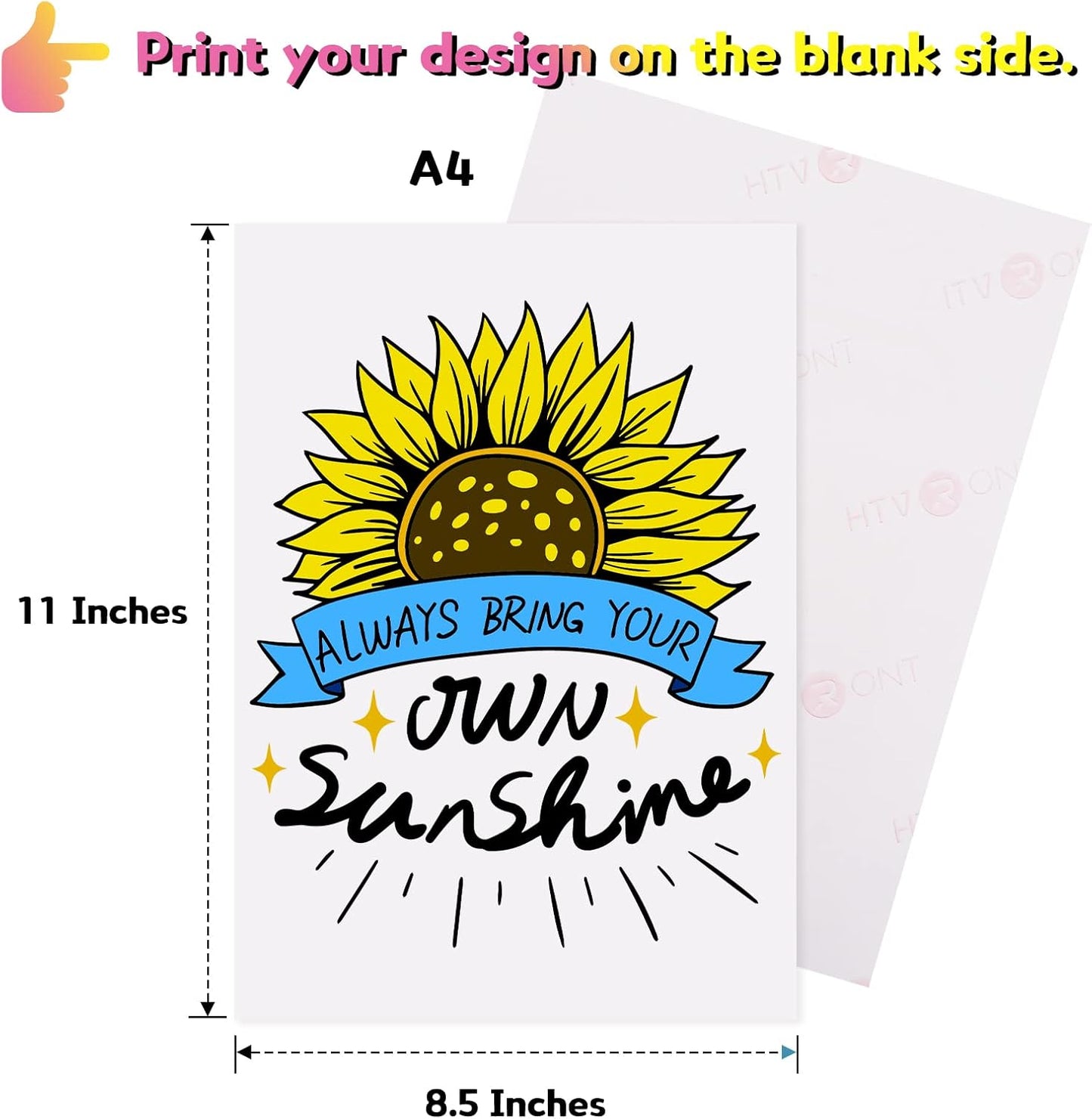 HTVRONT Heat Transfer Paper for Light T Shirts -25 Sheets 8.5x11" Iron on Transfer Paper for Inkjet & Laser Printer, Stretchable & Durable Printable Heat Transfer Vinyl, Easy to Use