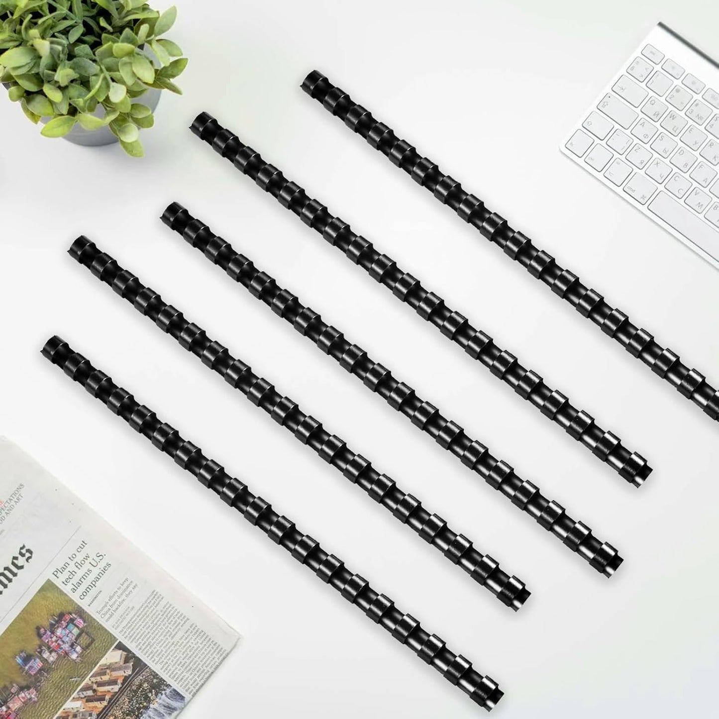 HOUYEE 1/2 Inch Plastic Binding Comb 19 Ring, 90 Sheet Capacity, Letter Size Black Comb Binding Spines (100 Pack)