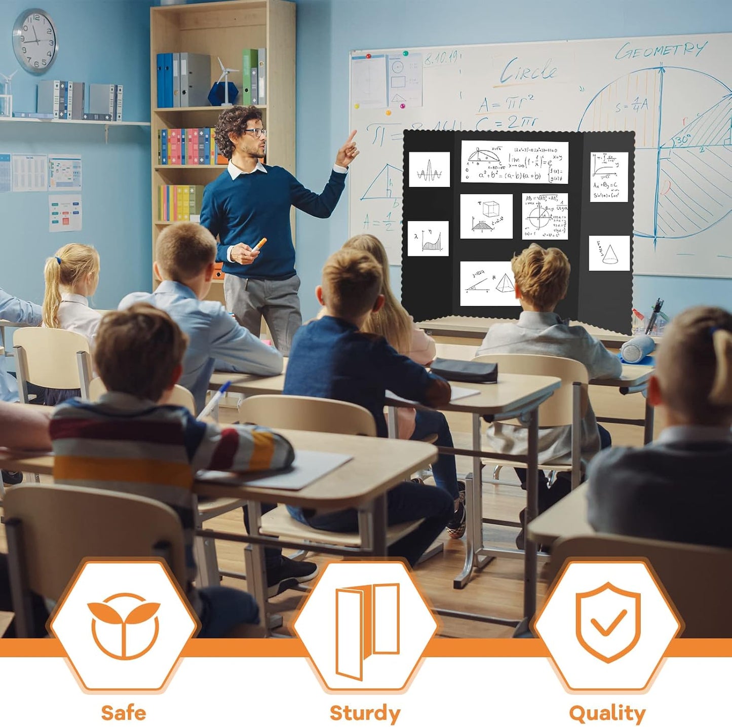 12 Pieces Tri Fold Poster Boards Bulk, Lightweight Science Display Boards, Trifold Presentation Display Board for Science Fair Project(36 x 48 Inch,Black)