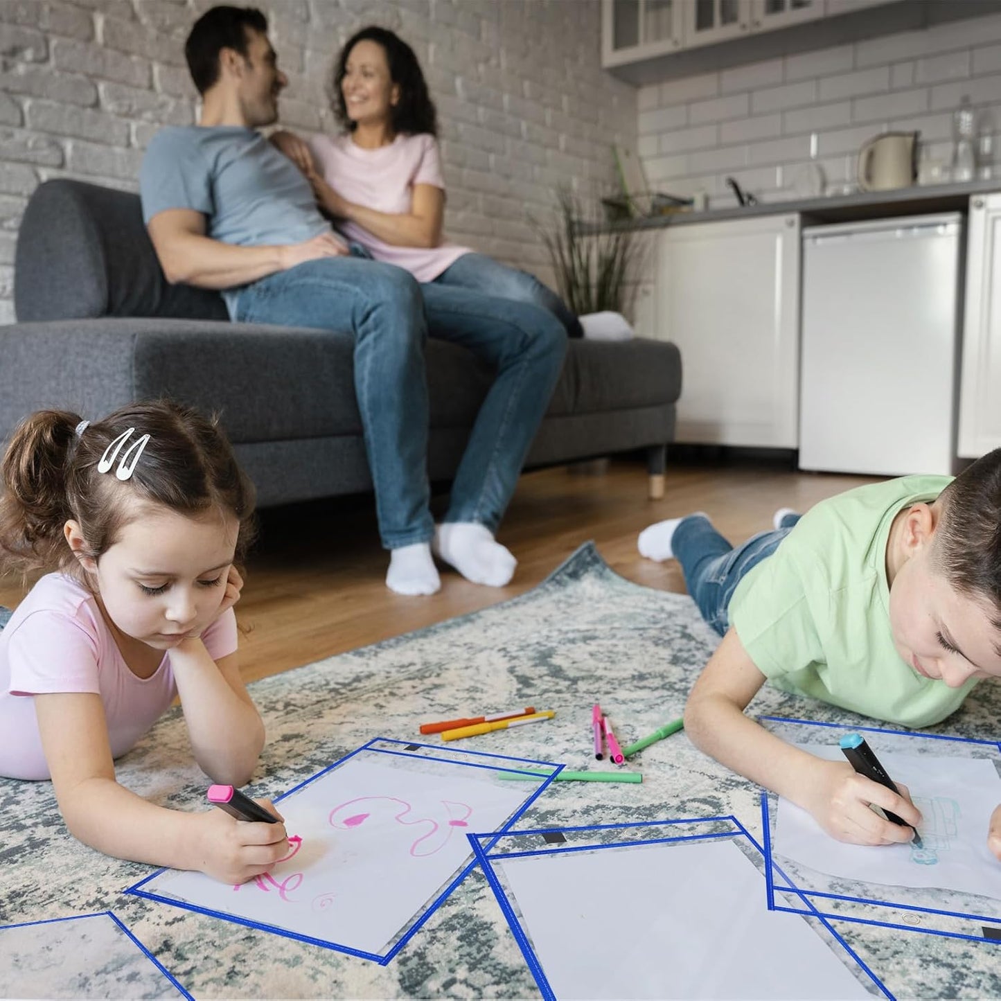 100 Pack Dry-Erase Pockets Sleeves Bulk Job Ticket Holders Oversized Reusable10x14 Blue Plastic Sheet Page Protectors, Heavy Duty Clear Work Pockets, Teacher School Classroom Supplies