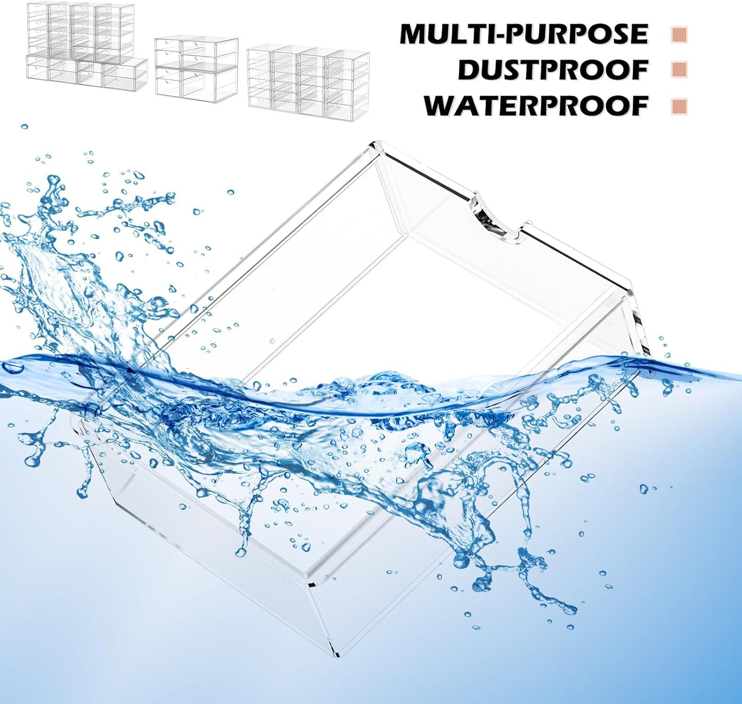 2 Pack Desk Organizers, Makeup Organizer Storage With 7 Drawers, Desktop Office Supplies, Clear Desk Accessories, Dustproof Drawer Organizer and Storage for Make Up, Jewelry, Pen