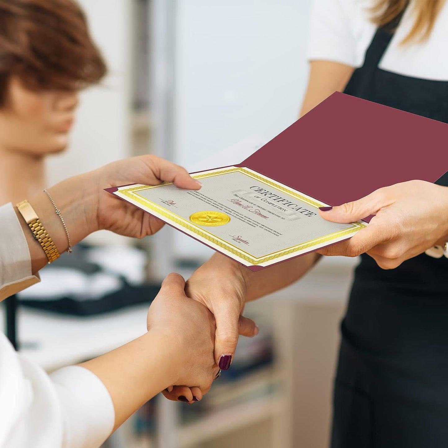 150 Pcs Certificate Kit Include 50 Certificate Holders 50 Paper and 50 Embossed Seal Stickers Diploma Covers for Graduation, Competition Supplies(Dark Red)