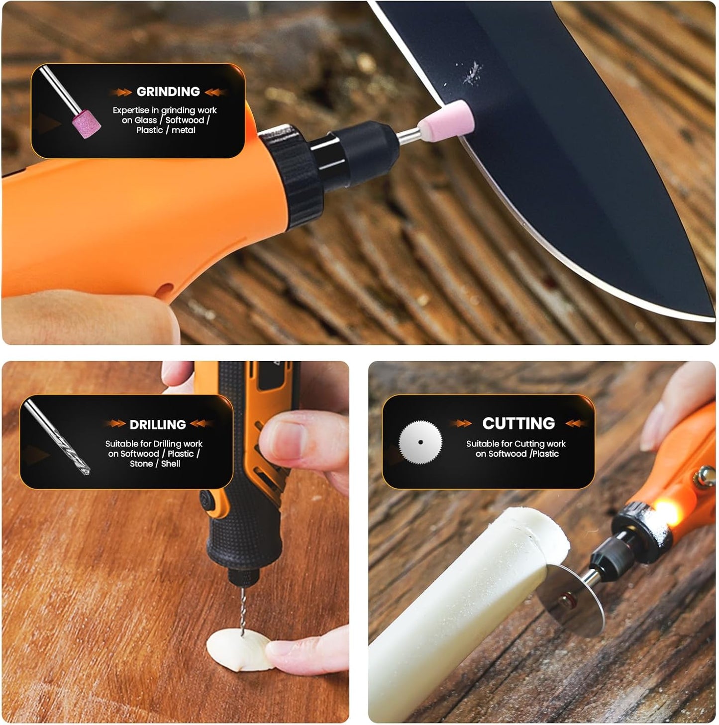 HARDELL 69 Pcs Rotary Tool Accessories Kit with 1.0/1.6/2.3mm Chucks for Small DIY Projects, Resin Cutting, Sanding, Grinding, Engraving, Polishing, Drilling