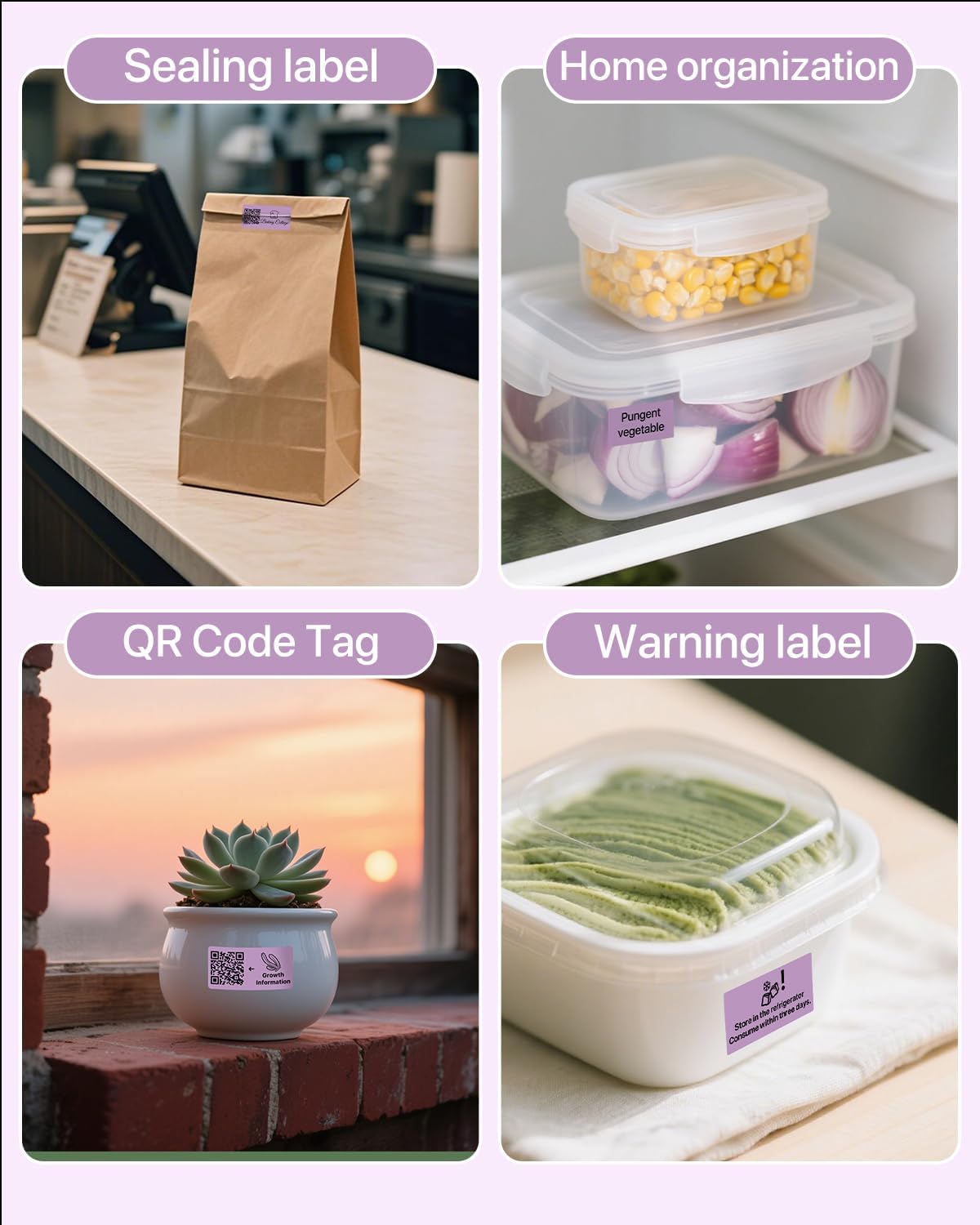 2×1 Inch Thermal Labels Sticker Self-Adhesive Label Paper Purple Direct Thermal Printer Stickers with Perforation Line 1000 Sheets/Roll