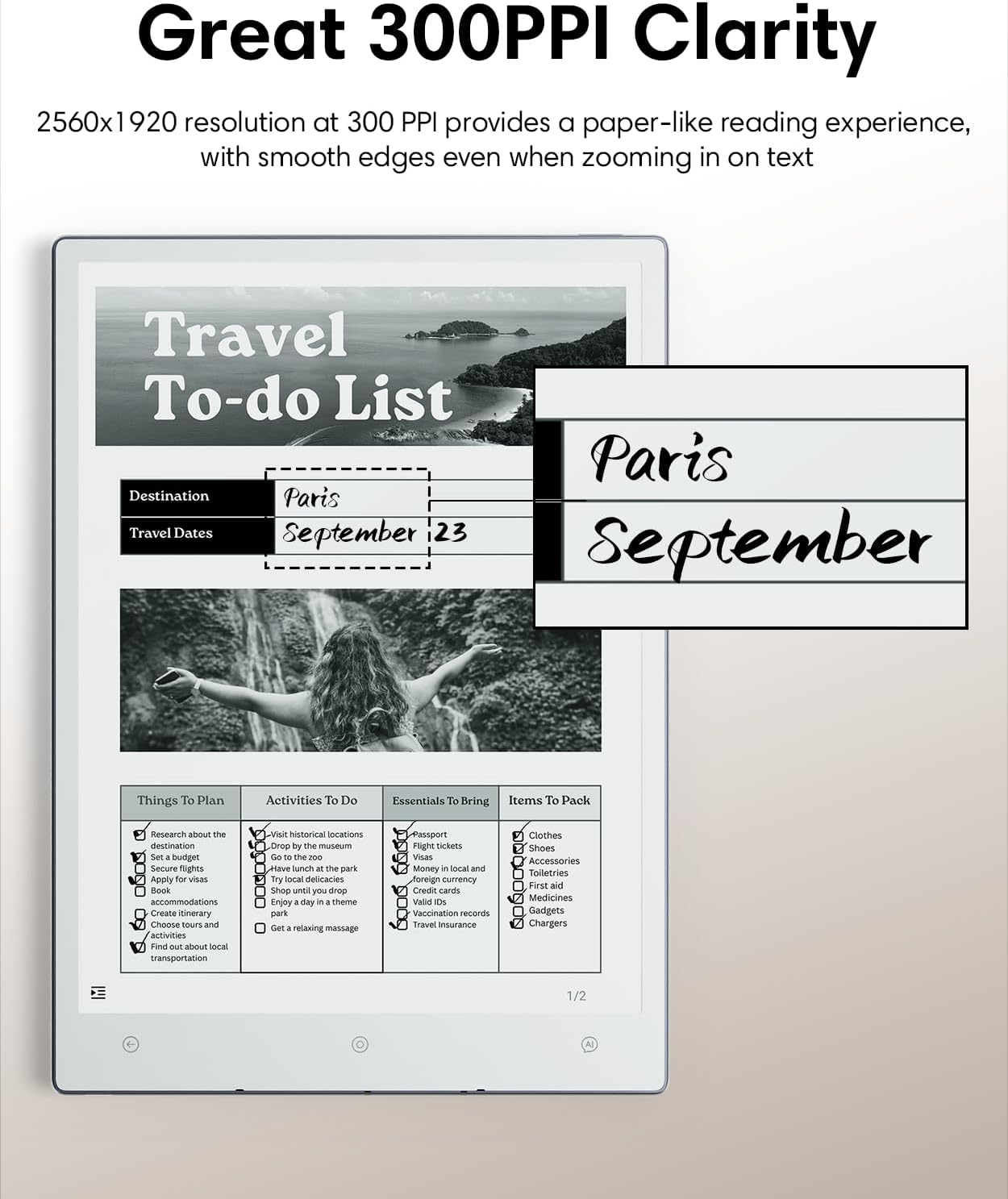 AiPaper Carta 1300 AI E Ink Tablet, 10.65'' 300PPI Electronic Notebook with Pen, Ultra-Thin 4.5mm, Lightweight 370g, 128GB Note-Taking Device