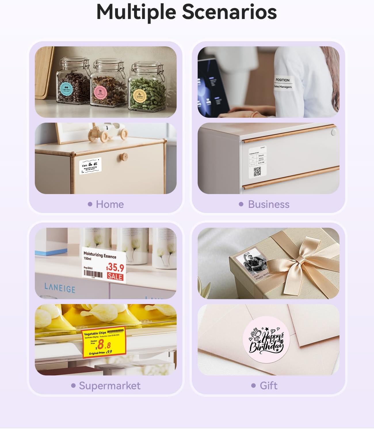 NIIMBOT B21 Pro Label Maker, 300DPI HD Label Printer, Ideal for Notes,Photos, Study Graphics, Memo Maker,50x30mm Label,230Pcs(Purple)