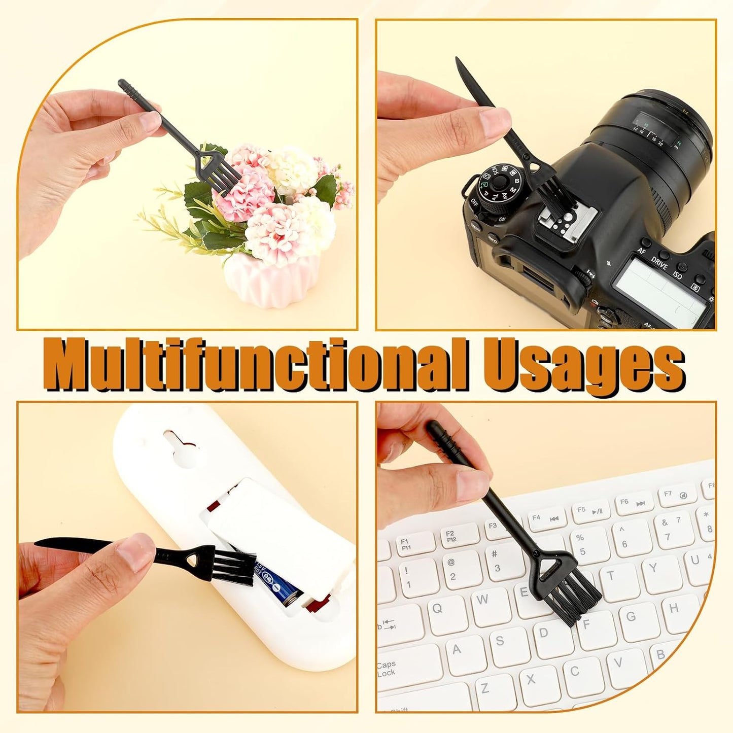 6 Pcs Mini Keyboard Cleaning Brushes Computer Brush Portable Cleaning Kit Antistatic Small Cleaner Multi-Function Brush Dust Clean Brushes for Camera Narrow Spaces (Black)