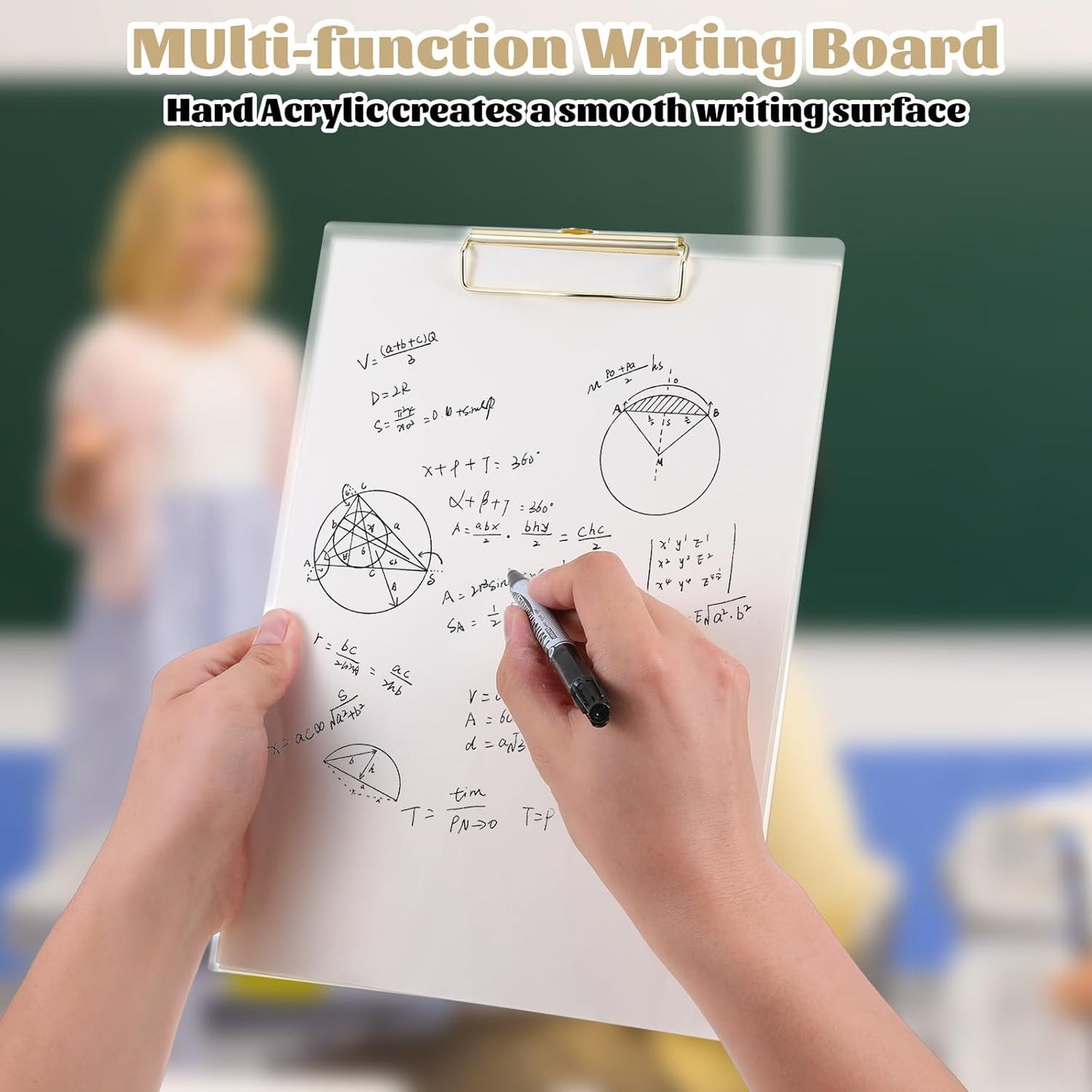 3 Pcs Thick Clipboards Clear Clipboard Acrylic Clipboard with Gold Clip Stylish A4 Size Clipboards for Office, School, and Home Use