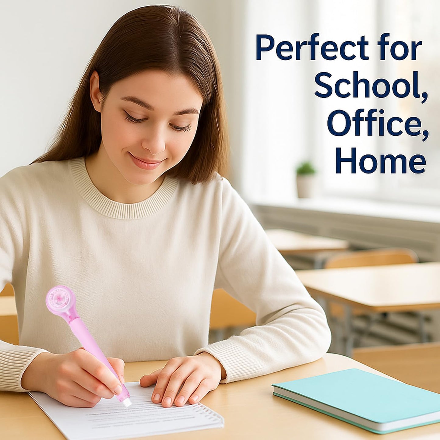 10 PCS Correction Tape Pens White-Out Applicator with Protective Cover, Smooth Ink Tape, Aesthetic Pen Design for School & Office Supplies (Pull-Out)