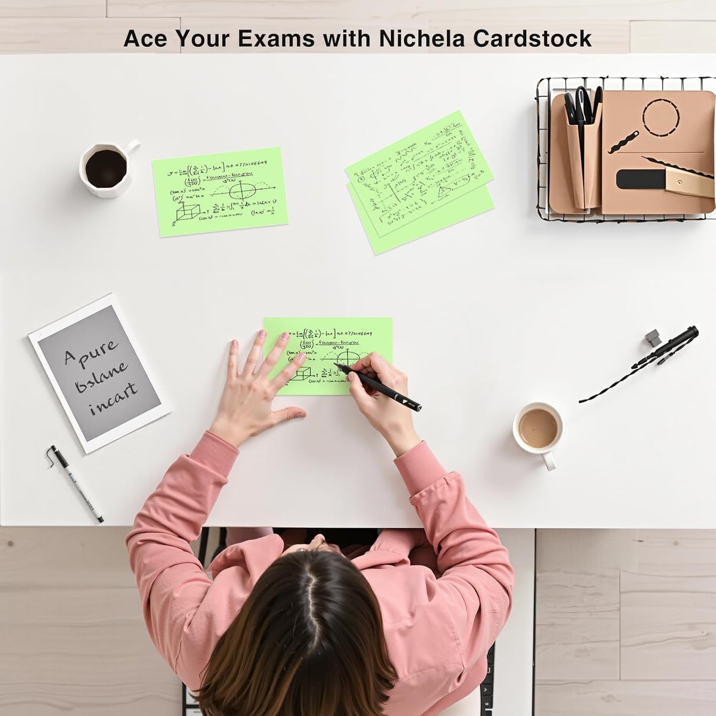 300 Count Blank Index Cards 3x5 Inch Green Flash Cards Colored Cardstock, Unruled Note Cards Study Card Portable Learning Flashcards Ideal for Note Taking, Art Sketching, Office & School Supplies