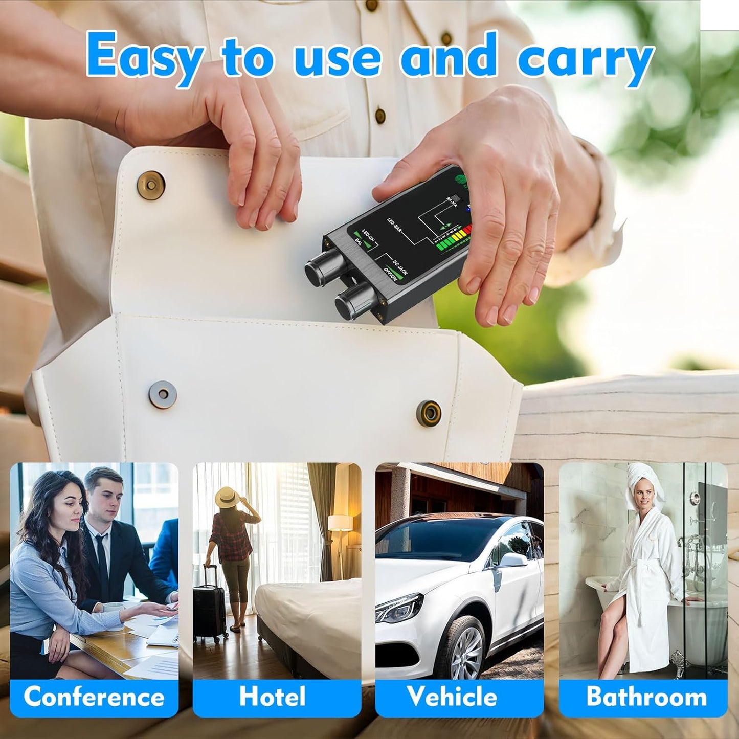 JMDHKK M8000 Hidden Camera Detector, Bug Detector,Camera Finder, Signal Detector for Hotels, Travels, Vehicles, Offices, Public Fitting Rooms (Black)