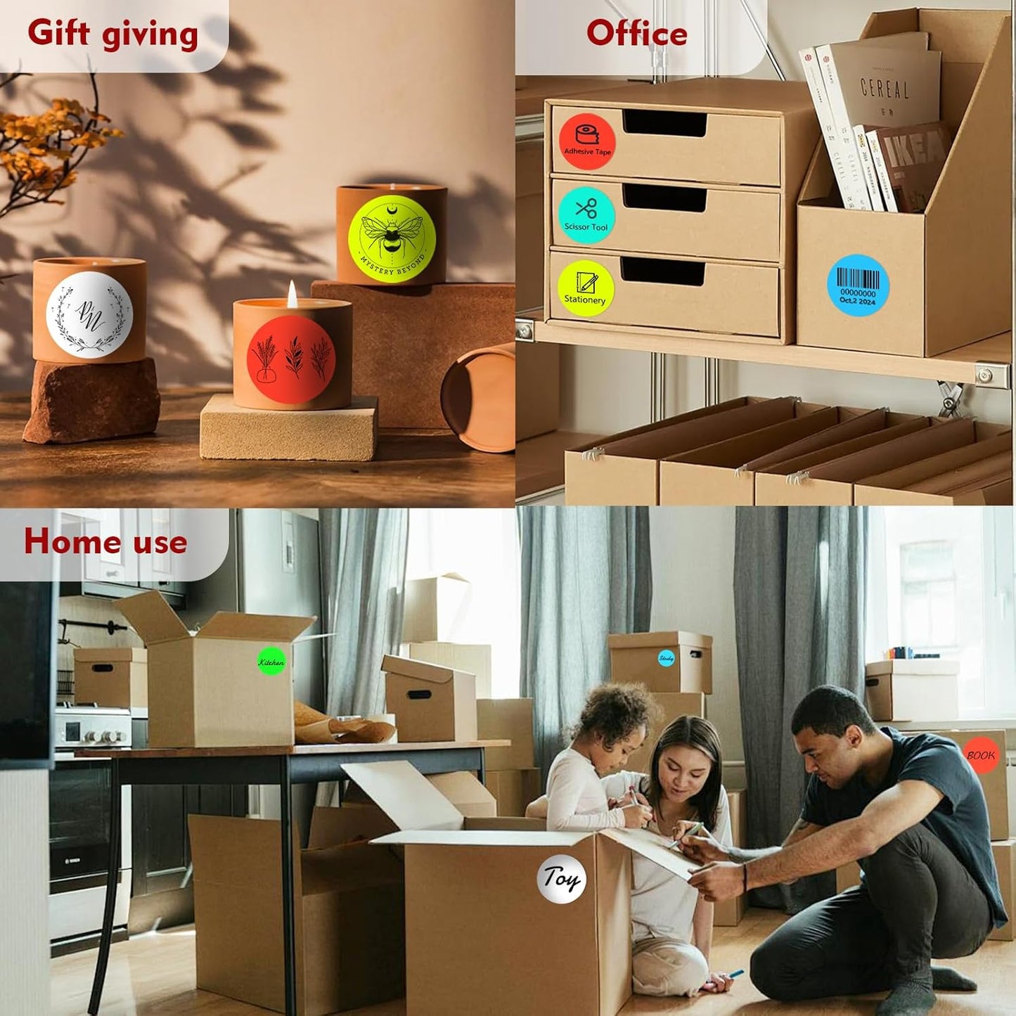 3 X 3 Inch Color Coding Dot Labels Circle Thermal Printable Waterproof 500 Pcs Round Stickers Adhesive Writable for Office, Home, Garage, DIY Sticker, Barcodes, Name Tag, Fluorescent Red