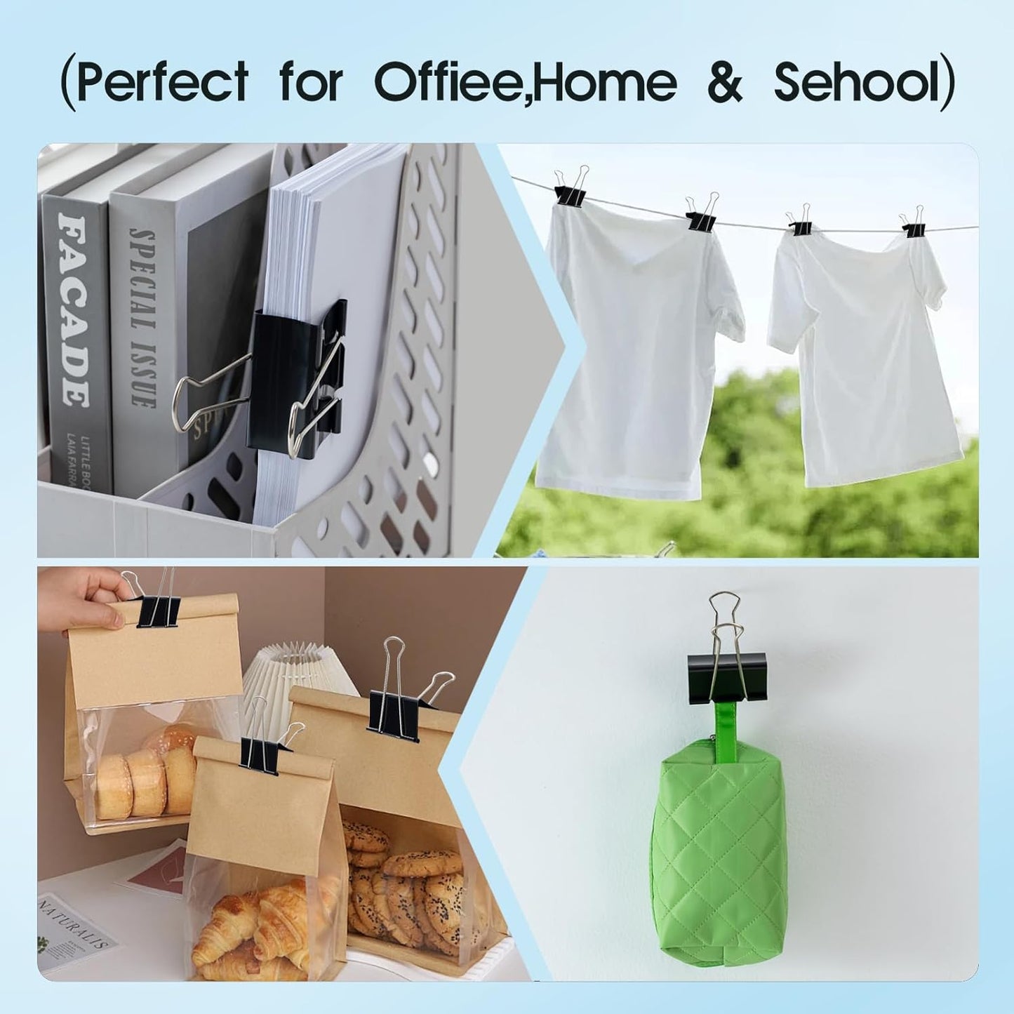 Jumbo Binder Clips 3 Inch, Black, Binder Clips Extra Large Heavy Duty for Office Supplies (6)