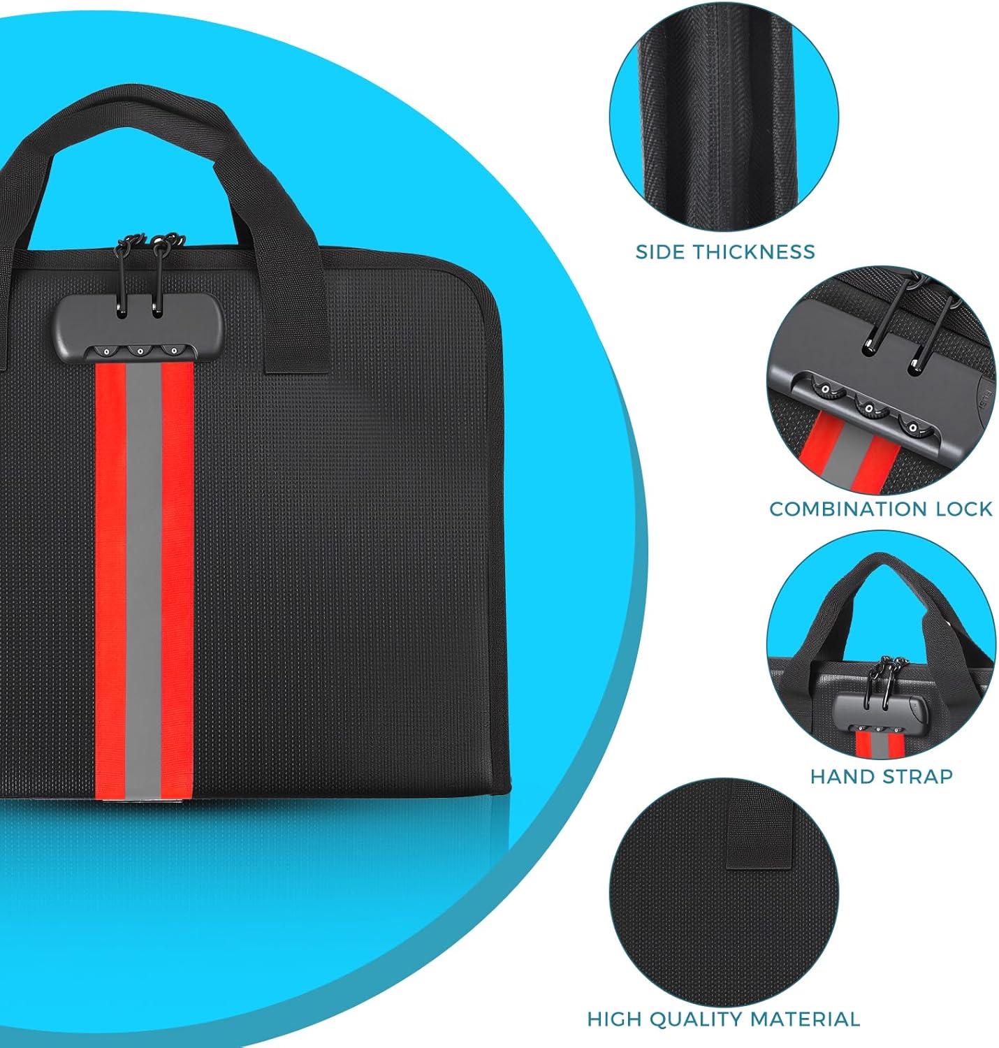 Accordion File Organizer with Combination Lock,Fireproof Expanding File Folder with Multi Pockets,13 Pockets Document Organizer with Handle & Labels,Portable Home Travel Safe Storage Letter A4 Files