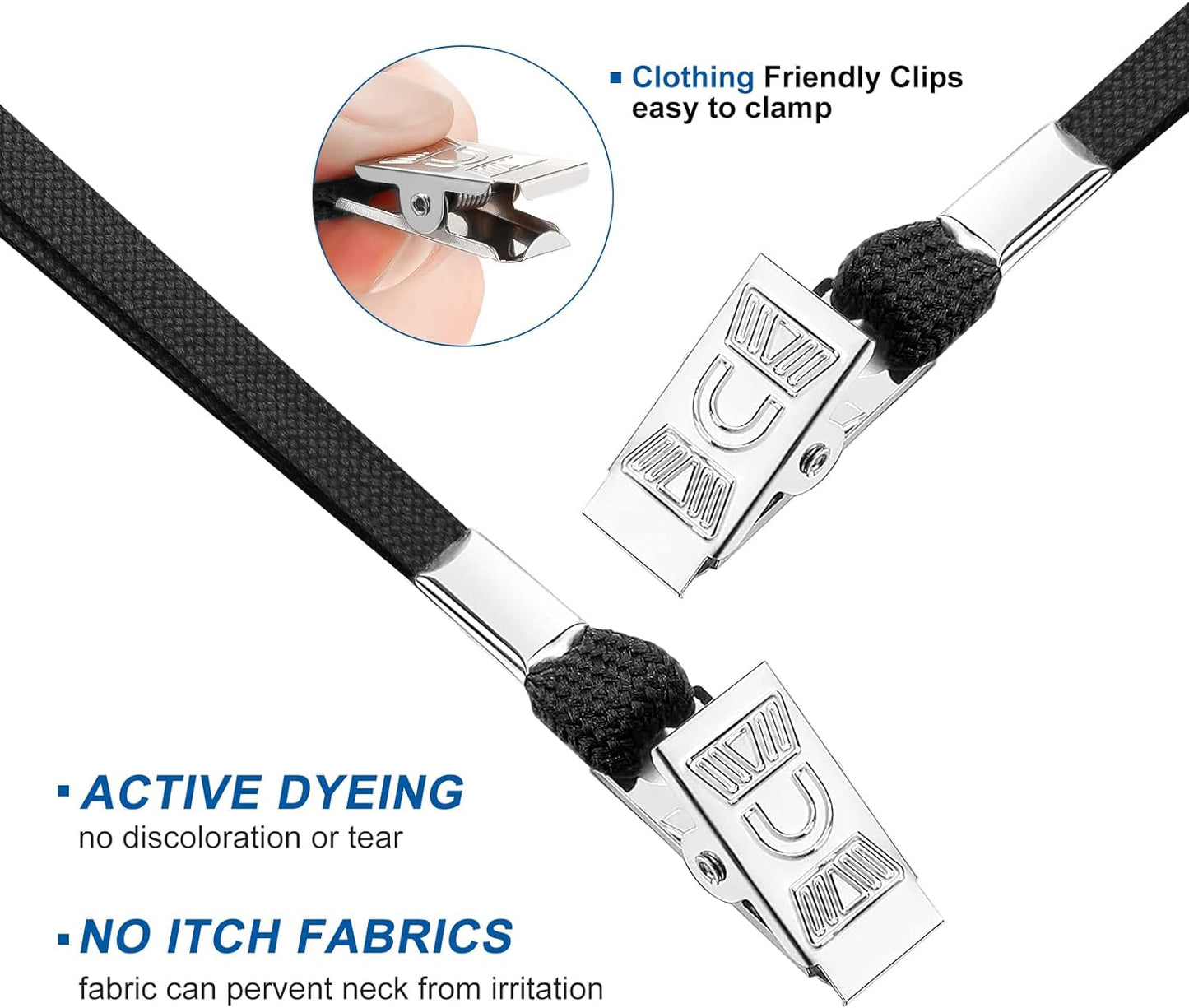 100Pcs Lanyards for Id Badges and 100 Pcs Clear Plastic Horizontal Name Badge ID Card Holders, Flat Neck Lanyards with Clip Waterproof Resealable Name Tag Badge ID Card Holders, Black