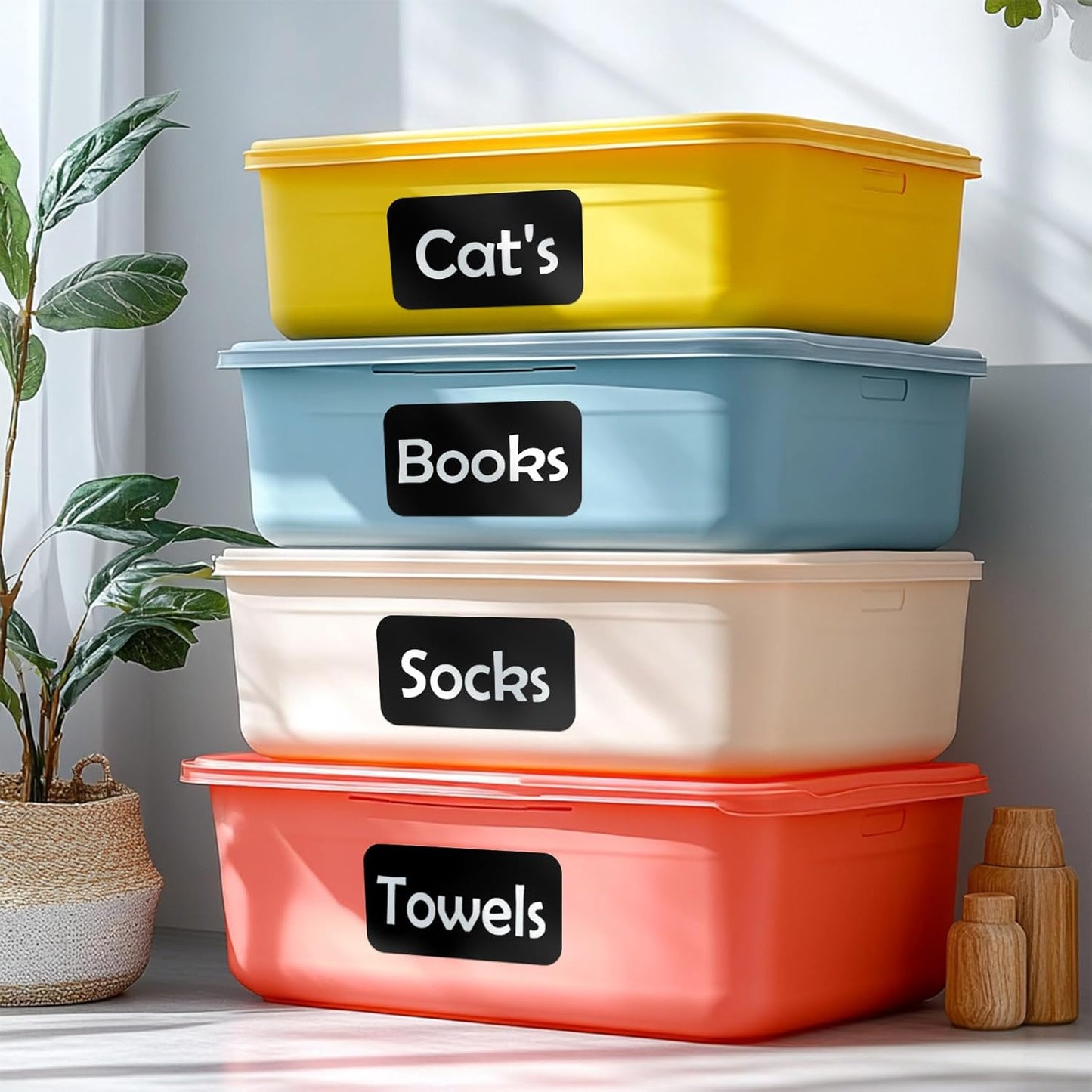 100Pcs Large Black Labels for Storage Bins,6x4 Inch Removable Labels,Large Labels for Blank Box,Strong Adhesive Tear Resistant No Residue Blank Labels(Black)