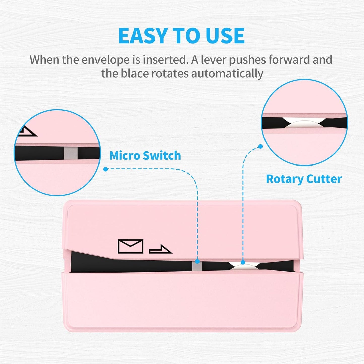 Battery Operated Electric Letter Opener - Letter Openers Envelope Slitter, Envelope Opener, Mail Opener, Universal Envelope Efficient Letter Opener Tool for Office, Home (Pink)