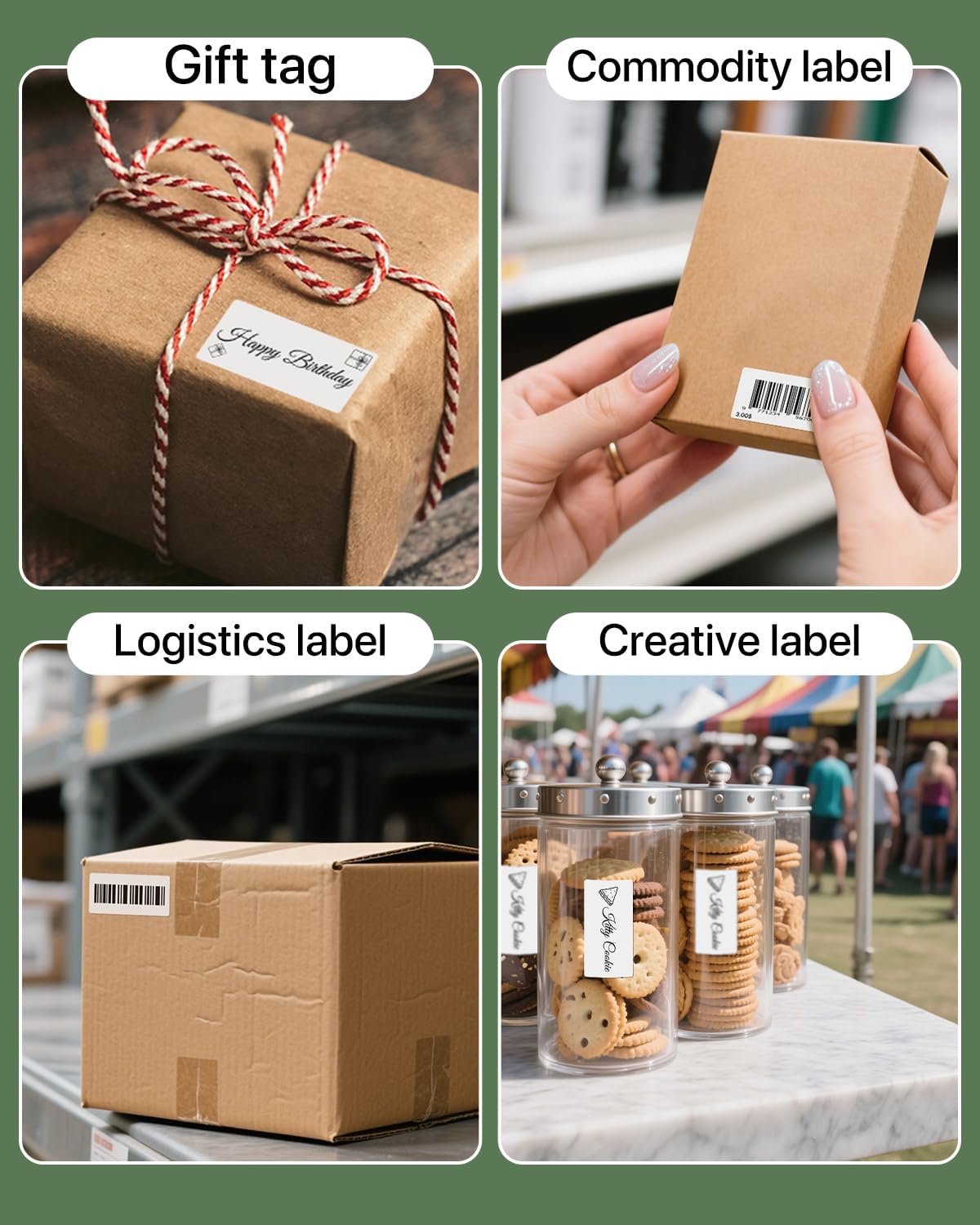 2×1 Inch Thermal Labels Sticker Self-Adhesive Label Paper White Direct Thermal Printer Stickers with Perforation Line 1000 Sheets/Roll