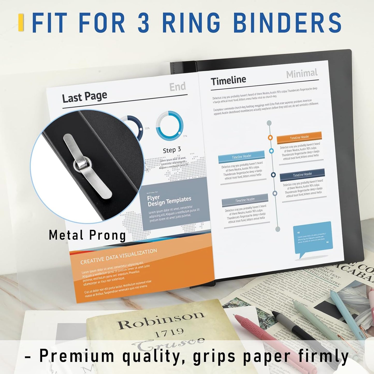 8 Pack Report Covers, COIDEA Report Covers with 3-Prong Fasteners, Presentation Folders for A4 and Letter Size Paper, Clear Front Report Covers Binder Bulk for School Business, 100 Sheet Capacity