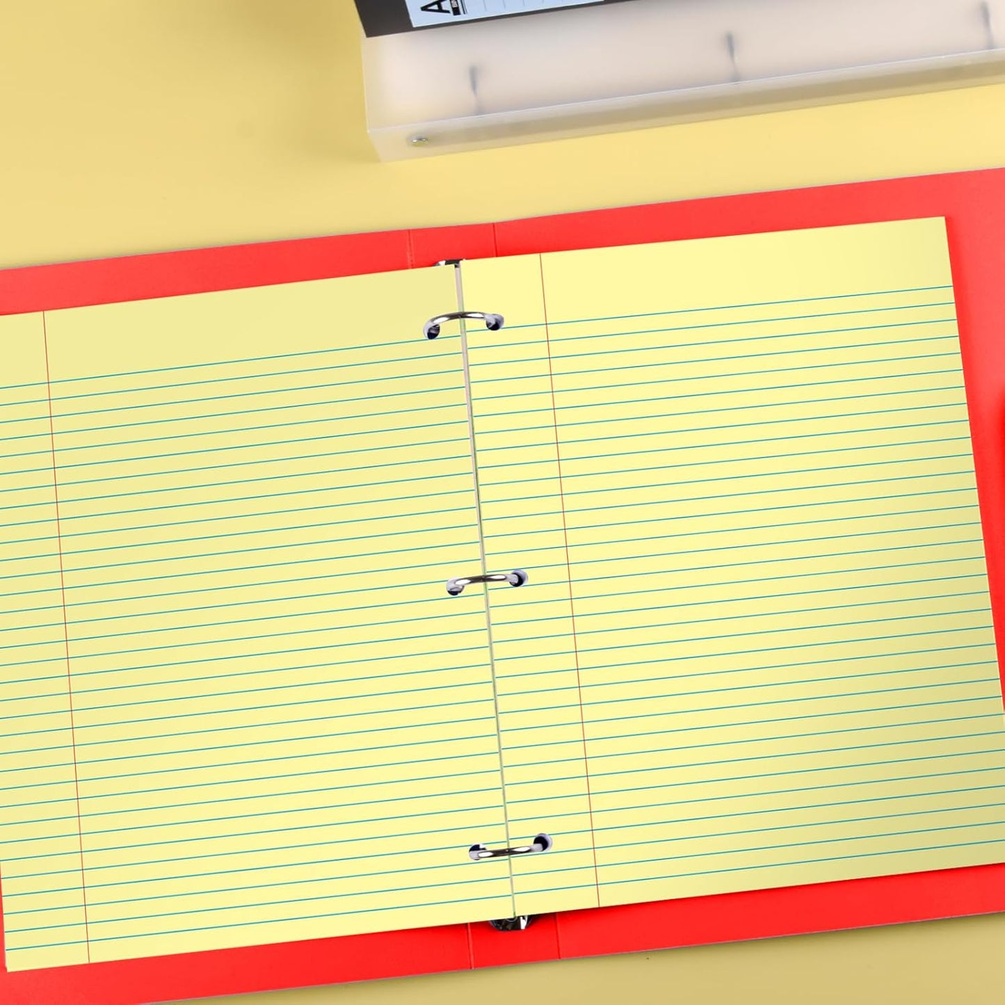 KAISA Loose Leaf Notebook Paper, College Ruled, 300 Sheets Per Lined Paper, 8" x 10.5", 3 Hole Punched for 3 Ring Binder, Canary, Made In USA