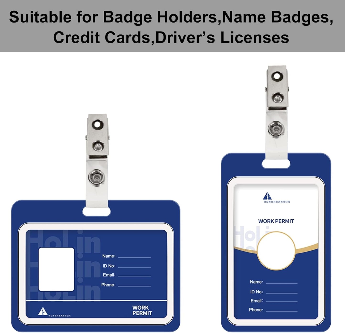 Happy Trees 100pc Metal Badge Clips with Strap Clear ID Strap Clip Adapter