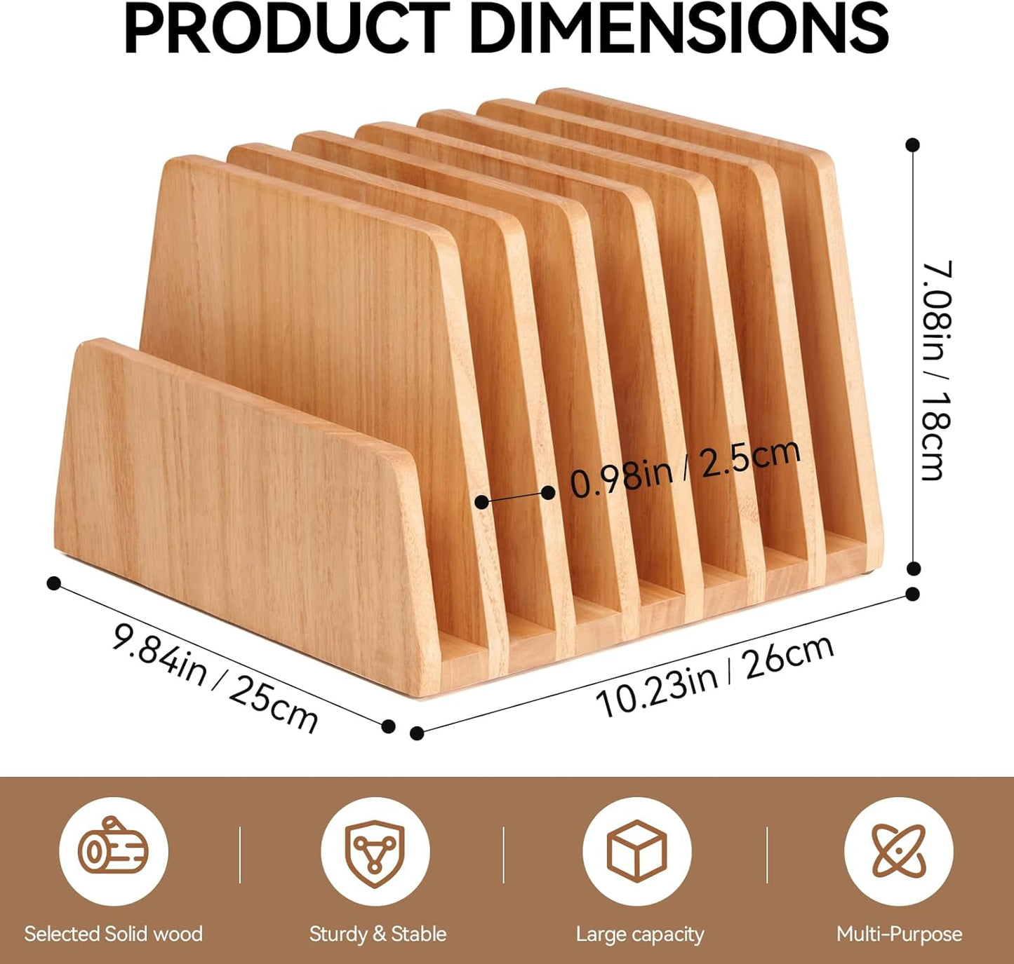 KIRIGEN Desktop File Document Holder Stand 7 Slots Mail Paper Organizer Desk Sorter Holder for File Document Organizer Stand for Home Office Natural (7KWJJ-NA)