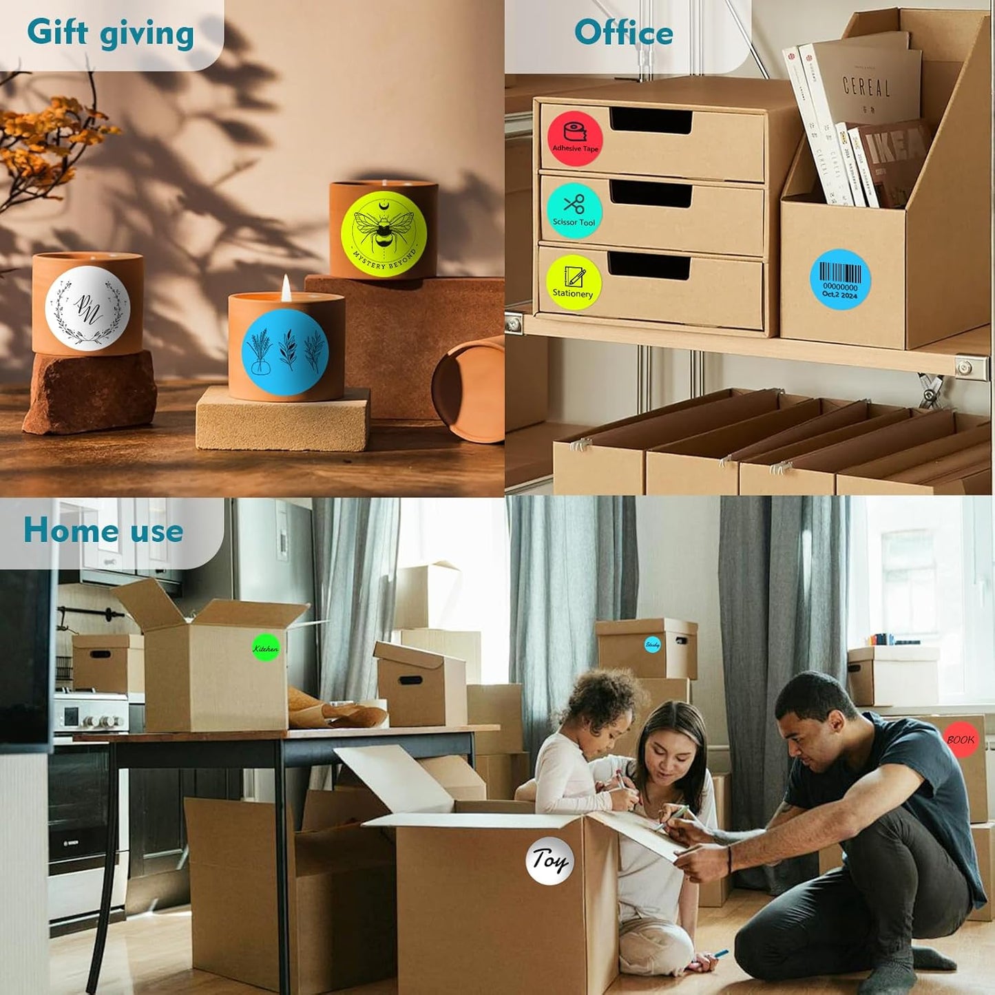 3 X 3 Inch Color Coding Dot Labels Circle Thermal Printable Waterproof 500 Pcs Round Stickers Adhesive Writable for Office, Home, Garage, DIY Sticker, Barcodes, Name Tag, Sky Blue