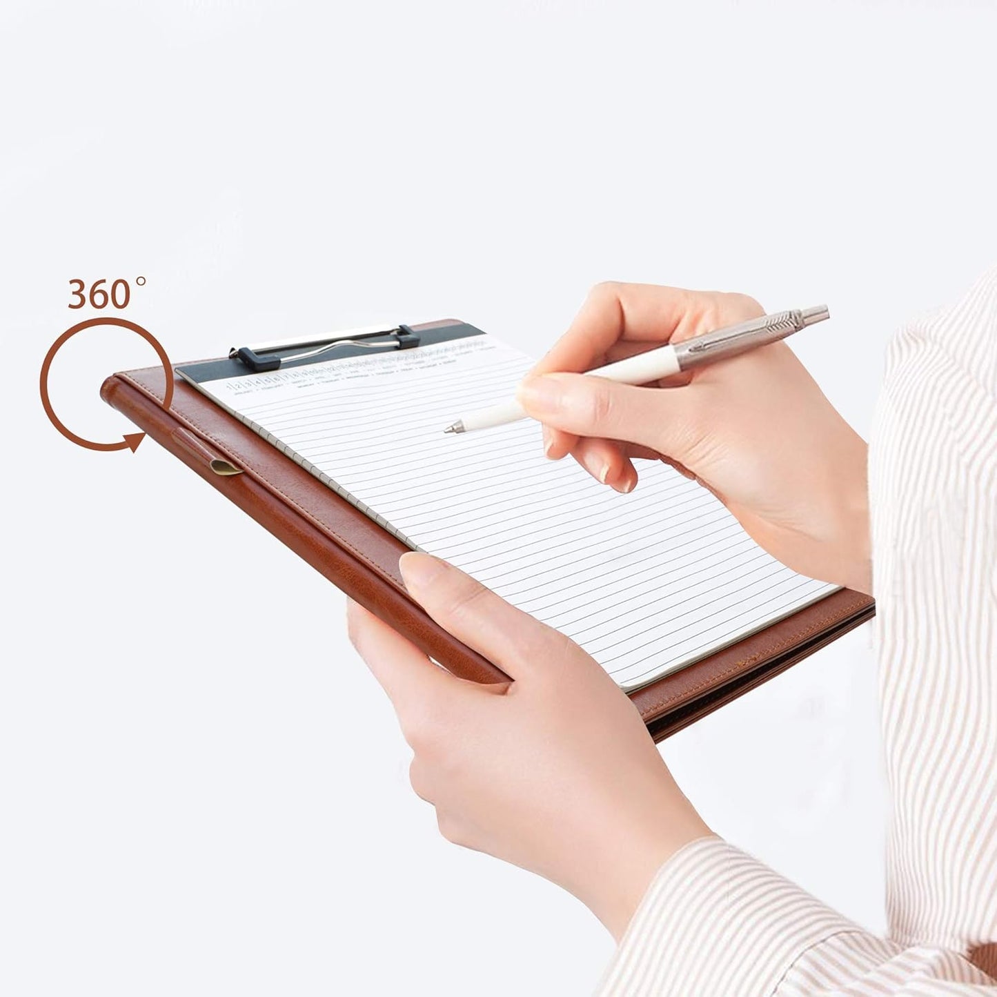 Clipboard Folder Padfolio, Mymazn Writing Portfolio Faux Leather Clipboards with Cover for Legal Pad Holder Letter Size A4 8.5 x 11 for Business Conference Notepad Clip Boards Brown