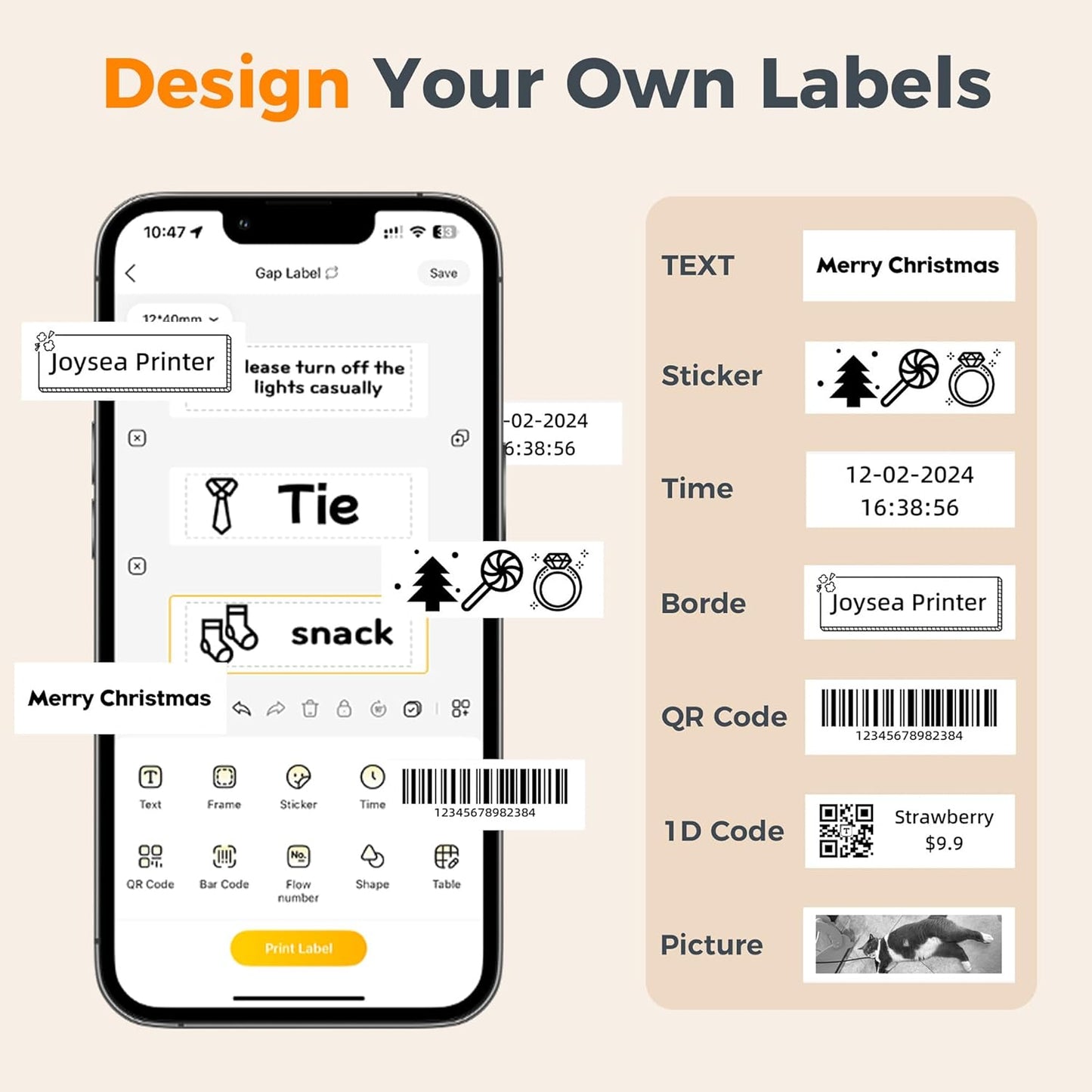 Joysea OP1 Label Maker Tape, 14 * 40mm(0.55"*1.57") Thermal Sticker Paper Without RFID, Waterproof Self-Adhesive Labeling Refills for Home Office Organization, 1 roll, 160 pcs