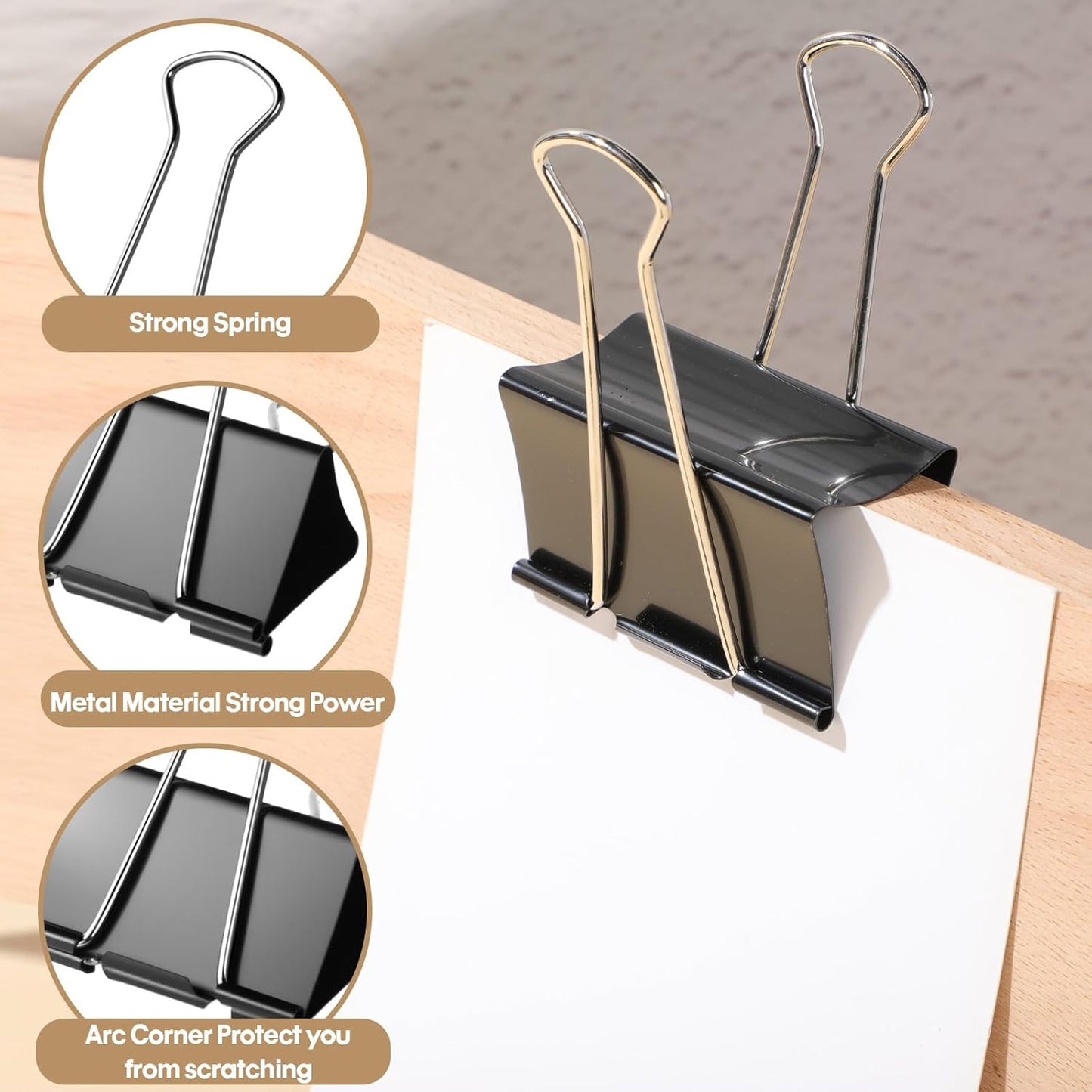 Jetec 50 Pcs 3 Inch Jumbo Binder Clips Extra Large Binder Clips Bulk Black Big Heavy Duty Metal Giant Large Paper Clamps for Office and Home Supplies Organization Kitchen Food Bags Drawing