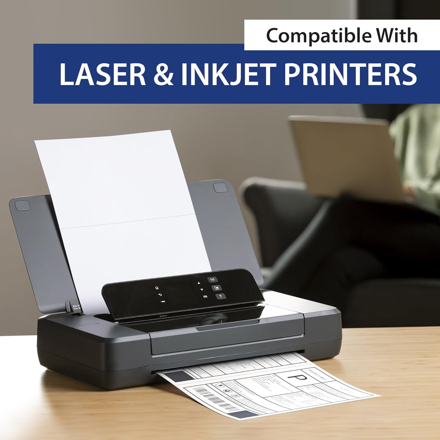 100 Sheet (200 Labels) | 8.5" x 11" 2 UP Half Sheet Self Adhesive Shipping Labels for Laser & Inkjet Printers | Ecommerce, Address, Mailing, Labeling, Packaging