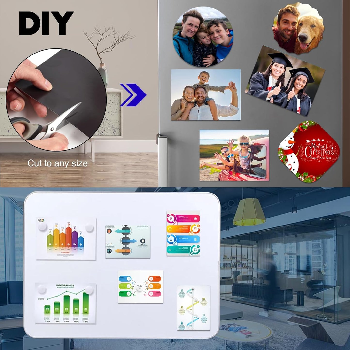 90 Pieces Picture Magnetic Adhesive Sheets (8" by 10"),8X10 Adhesive Magnet Sheets for Photo Frames,Self Sticky Magnets for Sticker