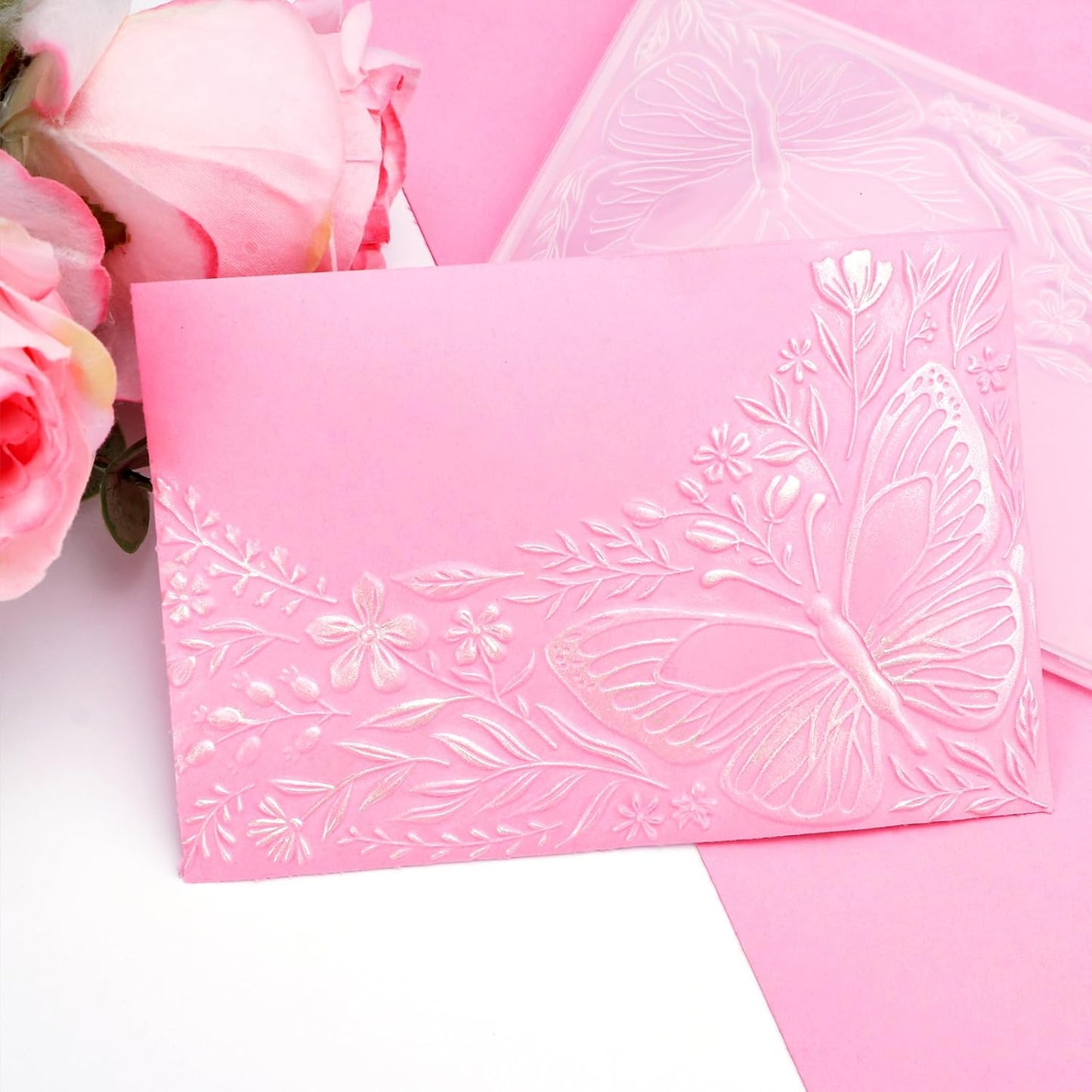 BAOFALI 3D ButterfliesTheme Plastic Embossing Folders Flowers and Leaves for DIY Scrapbooking Photo Album Card Paper Craft Decoration for Card Making,Embossing Template Paper Card Embossing Stencil