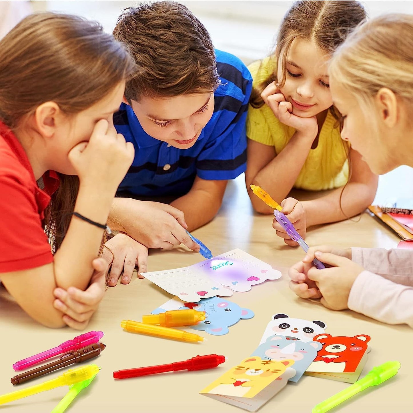 36PCS Invisible Ink Pens with UV Light, Spy Pens with Animal Cards & Goodie Bags, Party Favors for Kids 8-12, Classroom Prizes, Stocking Stuffers