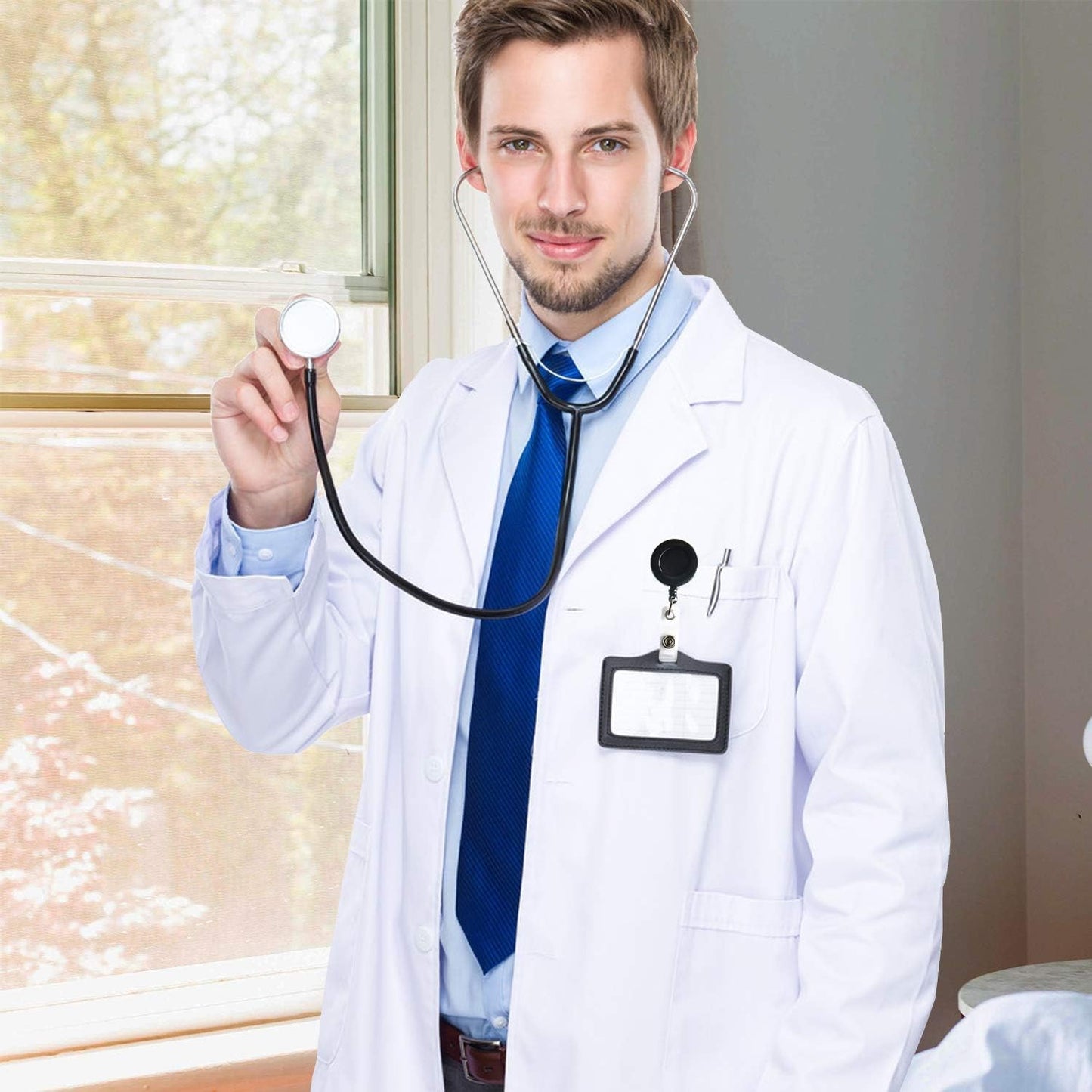 JANYUN 30 Pcs Black Retractable Badge Reels Holders Reels Clip for ID Badge Holders for School Office Supplies