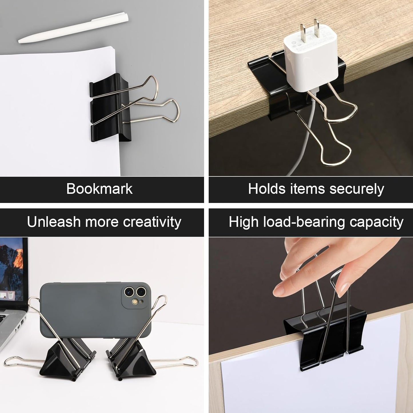 48 Pack Extra Large Binder Clips 3 Inch Metal Jumbo Binder Clips Black Big Paper Clamps for Teachers, Students, Office, Home, School Supplies