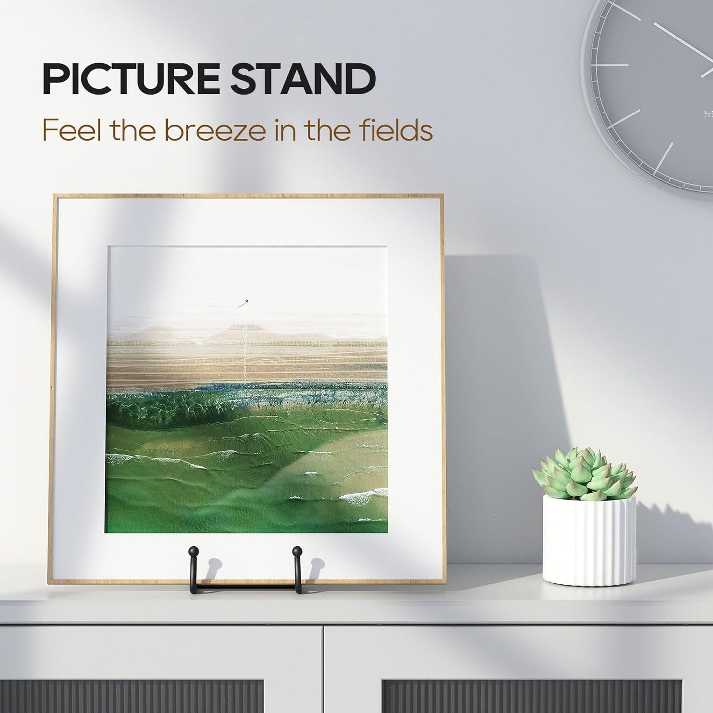 HONGYUTAI 3 Pack 8 Inch Plate Stands for Display Picture - Table Top Display, Decorative Metal Frame Holders for Book, Photo and Platter, Tabletop Art, Black