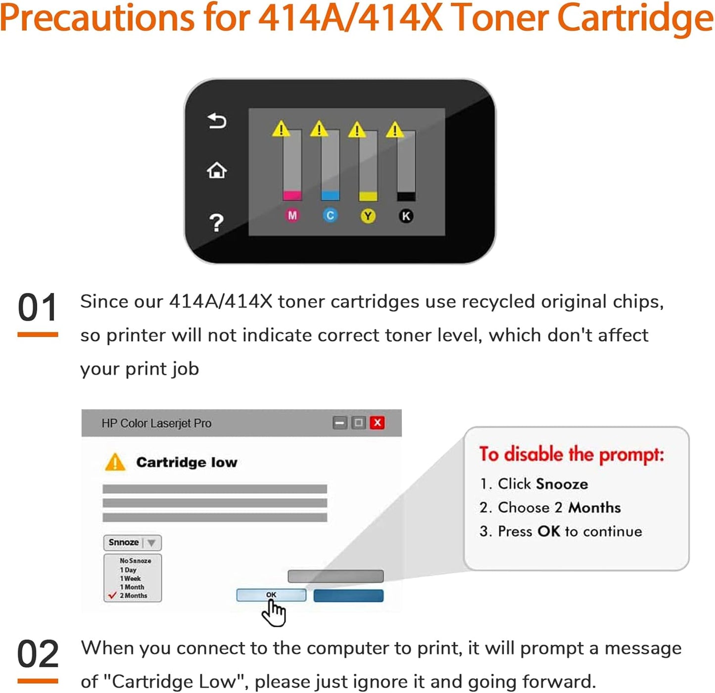 414x Toner Cartridges 4 Pack High Yield Replacement for HP 414x Toner 414a W2020x Compatible with HP Color Laserjet Pro MFP M479fdw M479fdn M454dw M454dn M480f Printer