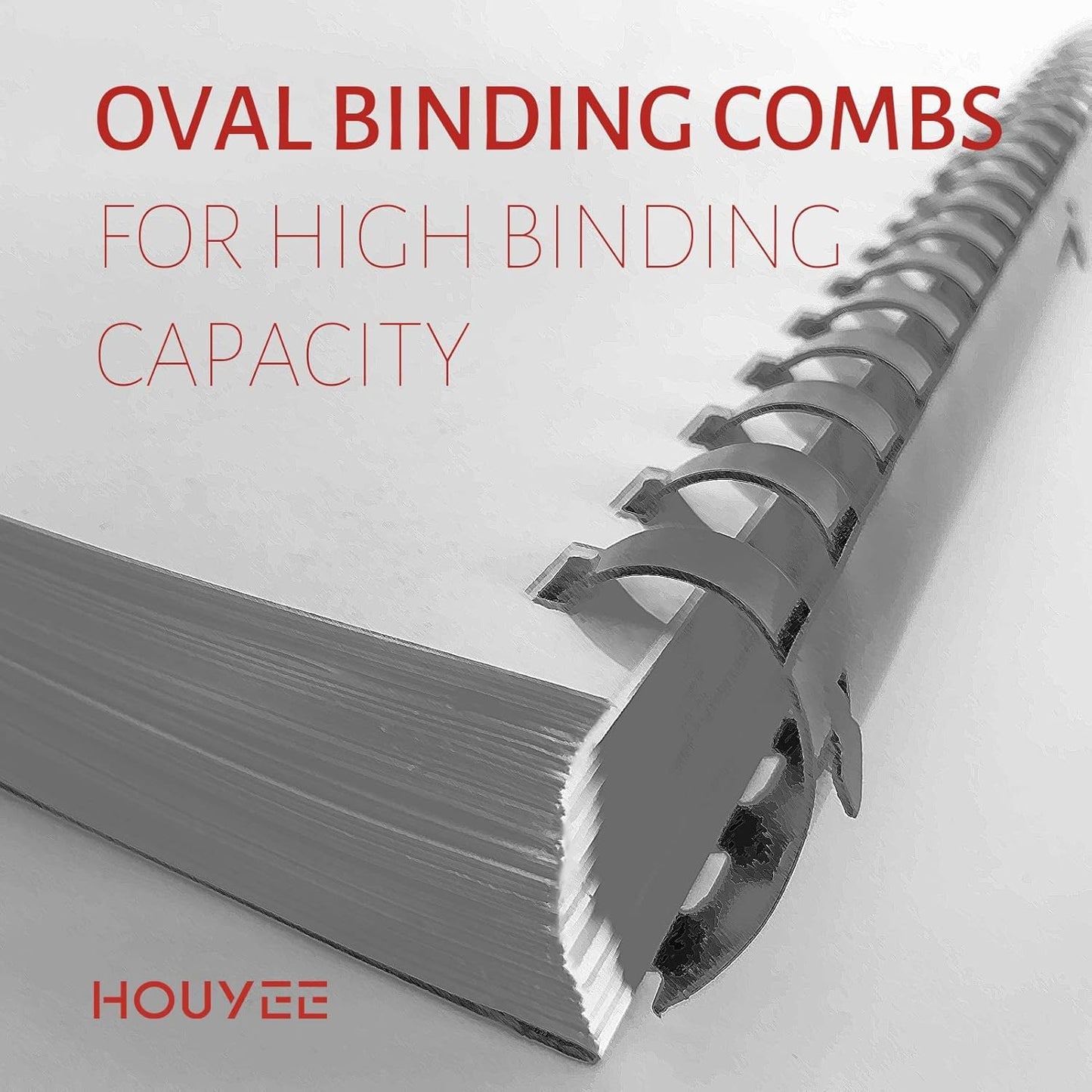 HOUYEE 2 Inch Plastic Binding Comb 19 Ring, 450 Sheet Capacity, Letter Size Black Comb Binding Spines (10 Pack)