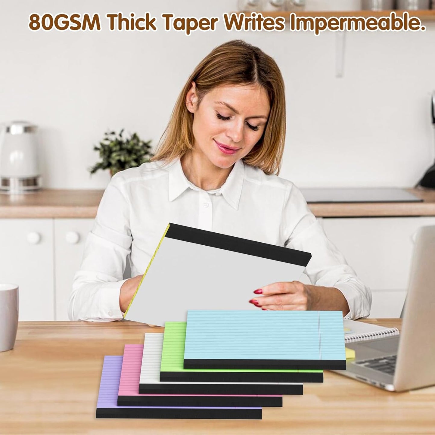 11" x 9.5" Legal Pads College Ruled Notepad 2 Pack White & Yellow Colored Note Pads 30 Sheets Lined Paper Pads 80 GSM Legal Pad 9/32 Inch Writing Pads with Sturdy Back for School, Office, Home